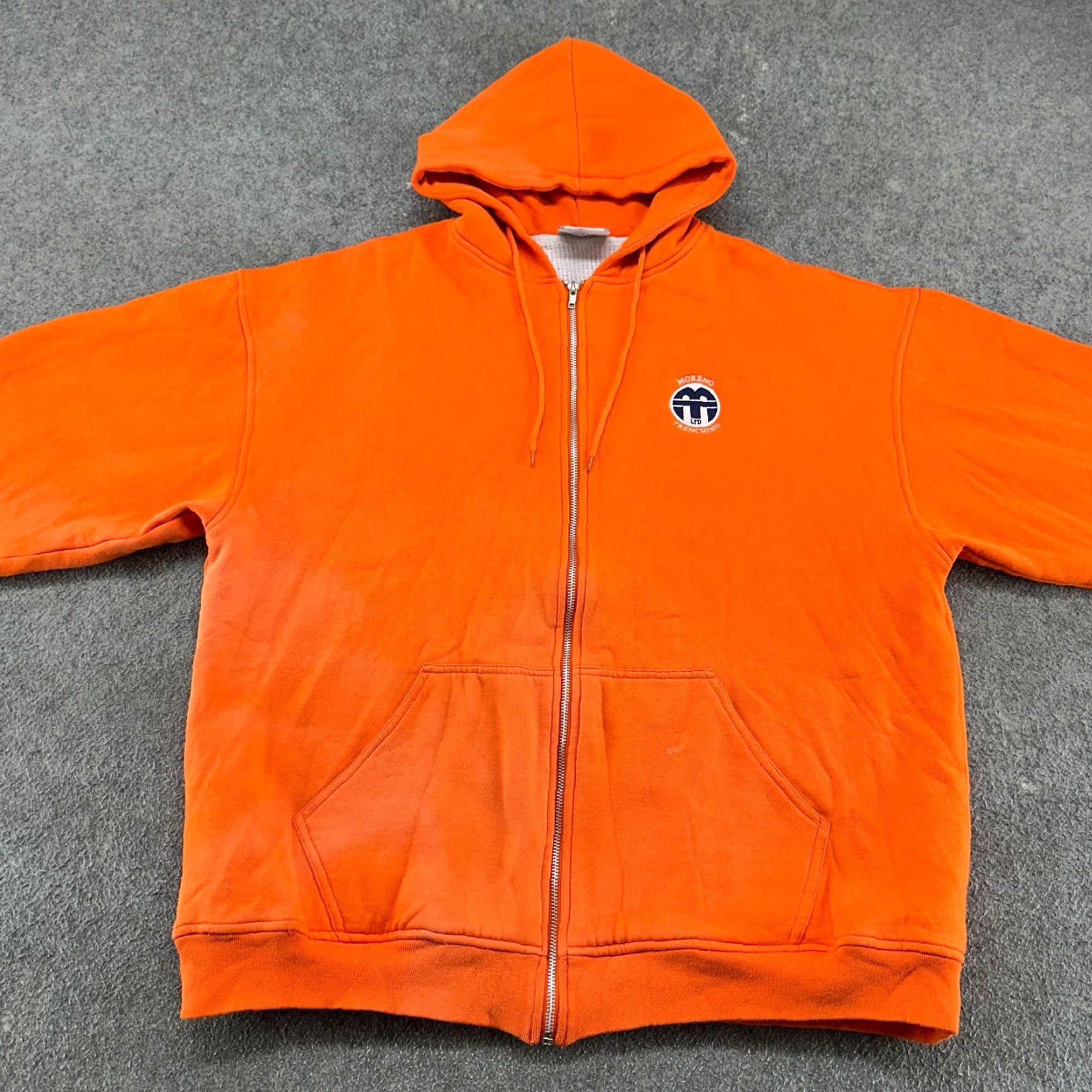Lee VINTAGE Lee Hoodie Mens XL Orange Full Zip Thermal Waffle Knit Lined COMPANY 90s Size US XL / EU 56 / 4 - 4 Thumbnail