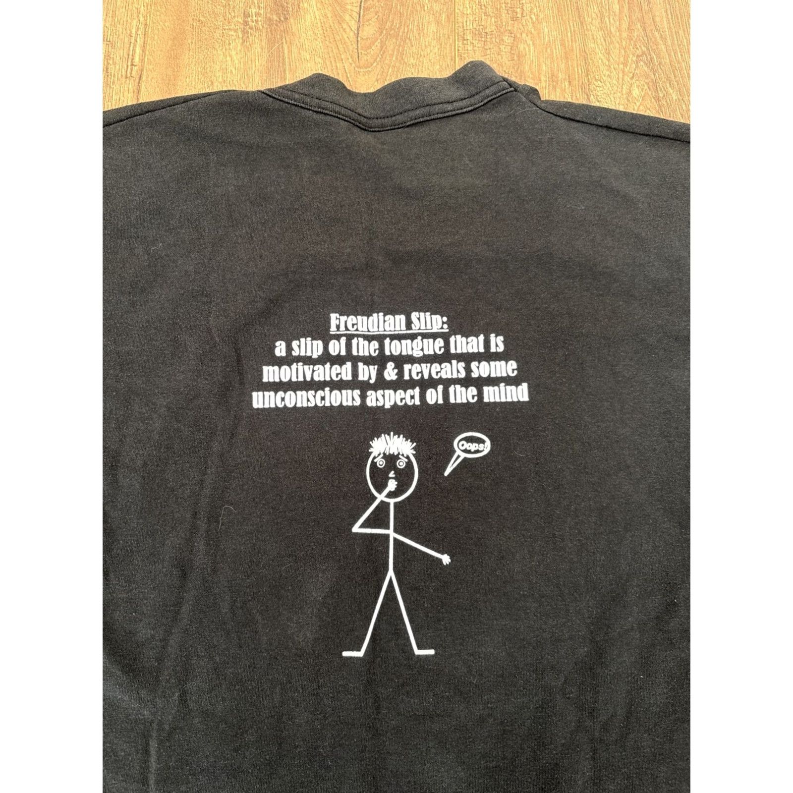 Fruit Of The Loom VINTAGE Sigmund Freud “Freudian Slip” Single Stitch Funny T-Shirt Mens XL Black Size US XL / EU 56 / 4 - 6 Thumbnail