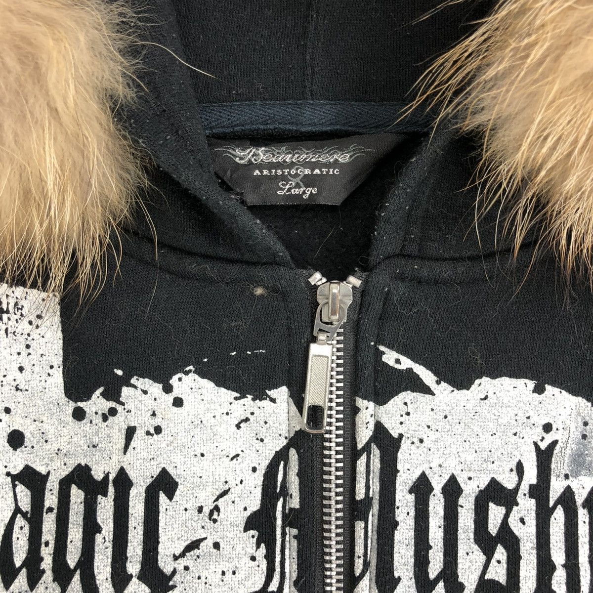 If Six Was Nine 2000s Beaumere Skulls Poem Patch Gothic Punk Fur Zip Hoodie Size US L / EU 52-54 / 3 - 7 Thumbnail