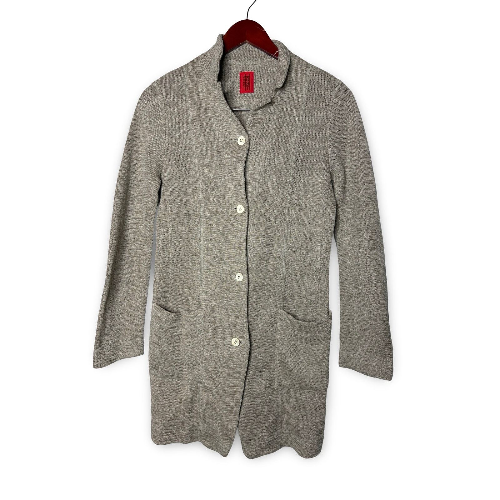 Issey Miyake Issey Miyake HaaT Heart linen beige knit cardigan jacket Size S / US 4 / IT 40 - 1 Thumbnail