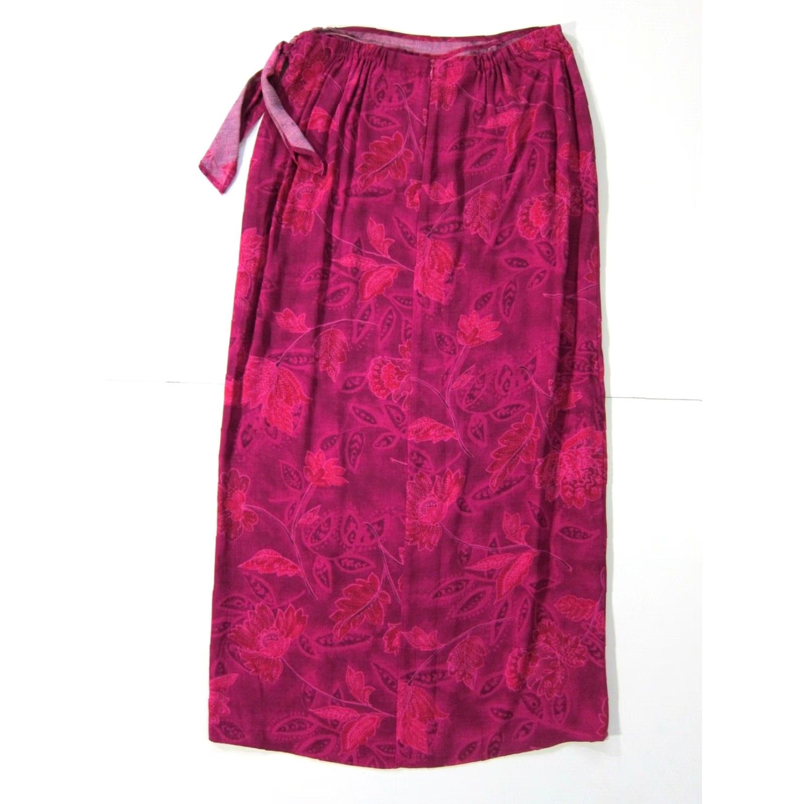 Vintage VINTAGE Toto n ko 100% Rayon Pink Floral Zipper High Rise Long Maxi Wrap Skirt Women 10 Size 32" / US 10 / IT 46 - 2 Thumbnail