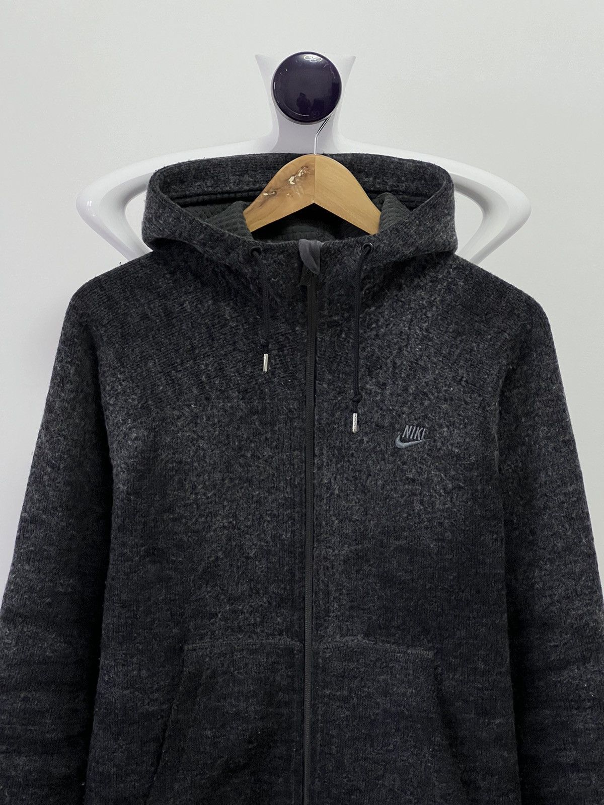 Nike × Vintage Vintage 90s Nike Zip Up Hoodie Sweatshirt Black grey Size US M / EU 48-50 / 2 - 4 Thumbnail