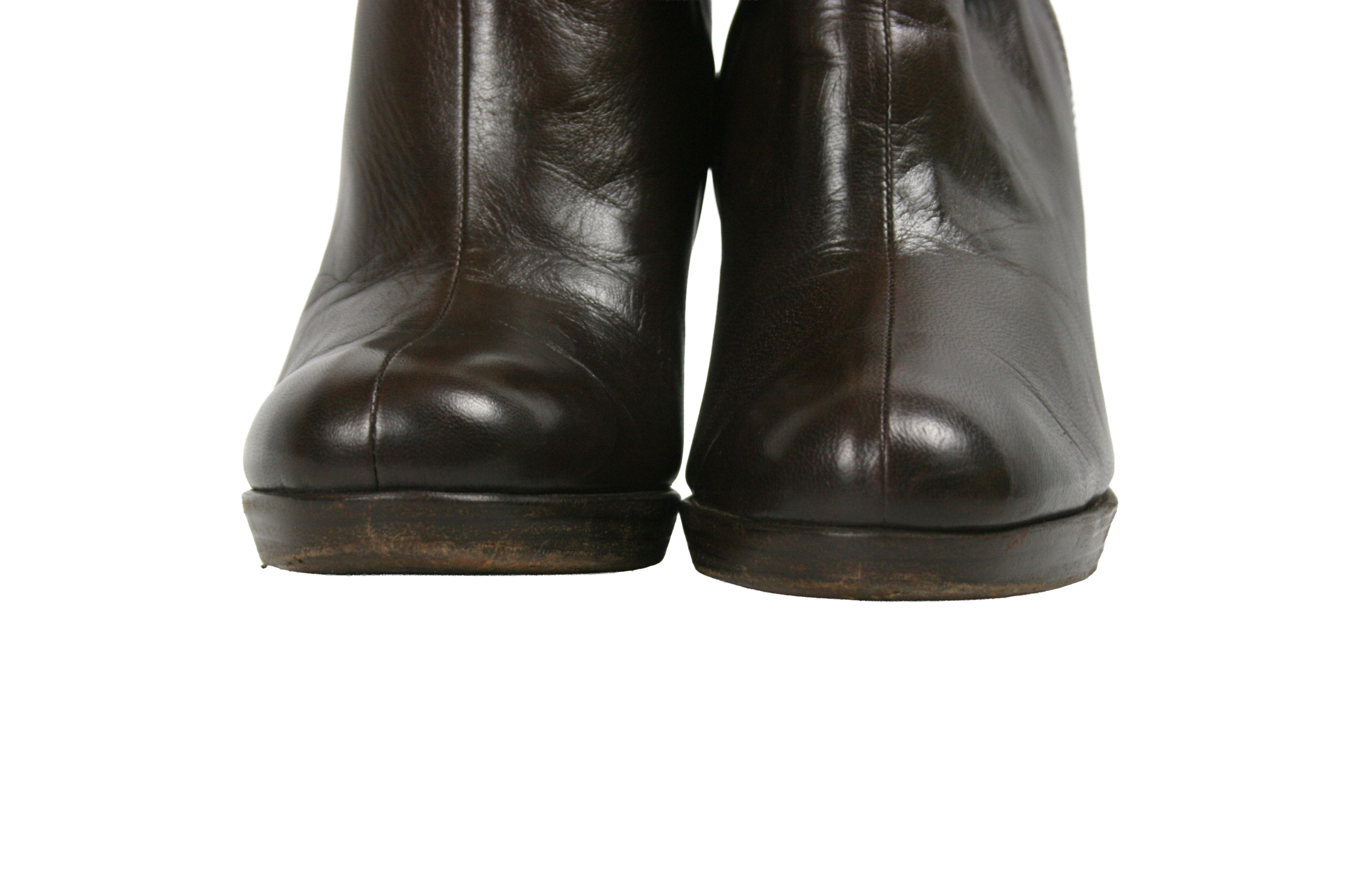 Miu Miu By Prada Ankle Heeled Sheerling Leather Boots Size US 6 / EU 39 - 4 Thumbnail