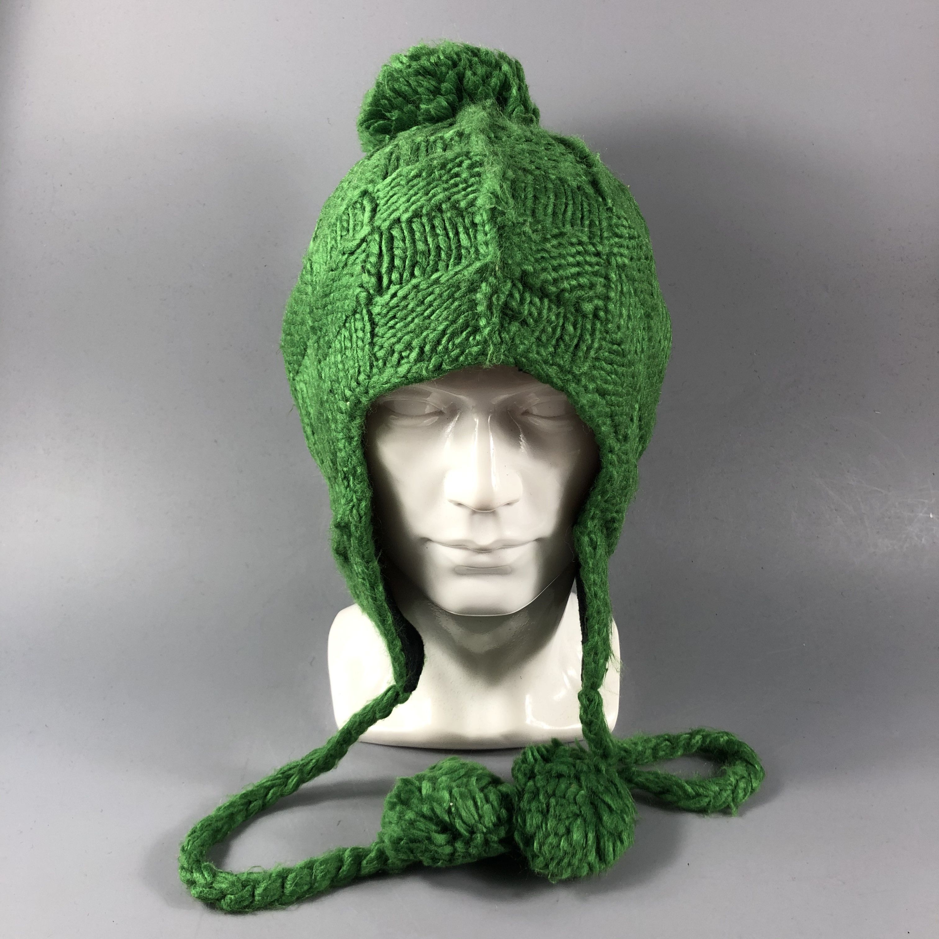 image of Vintage x Winter Session Sista Earflap Knit Bobble Beanie Snowcap Snow Hat B738, Men's