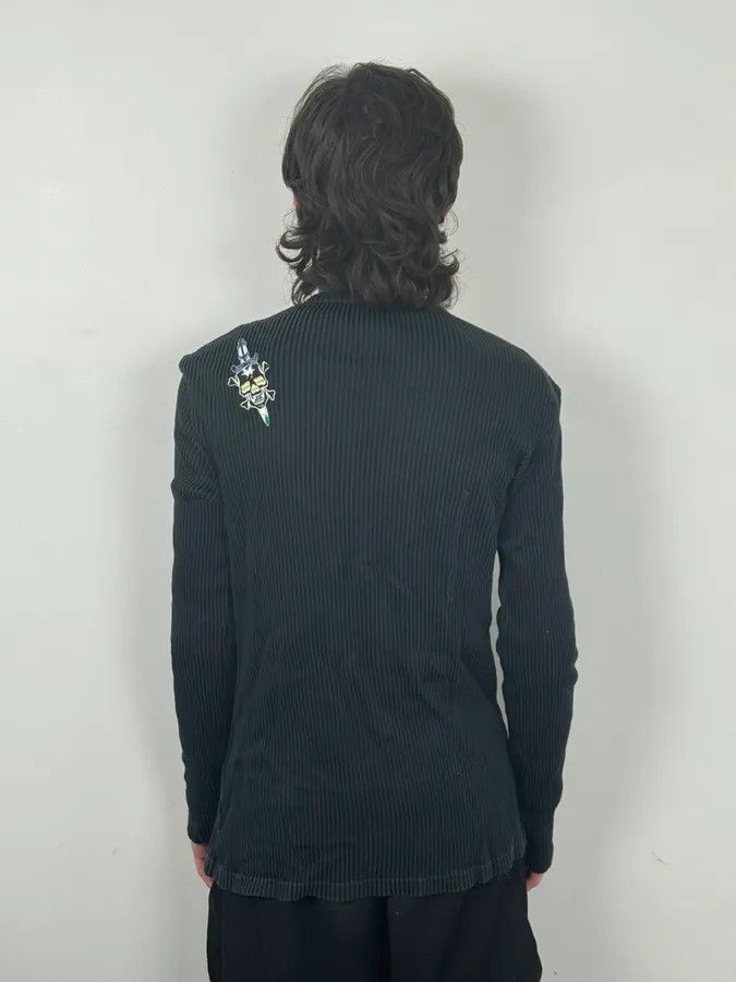Just Cavalli AW2004 Cavalli Black Henley Ribbed Embroidered Skull Longsleeve Size US M / EU 48-50 / 2 - 3 Thumbnail