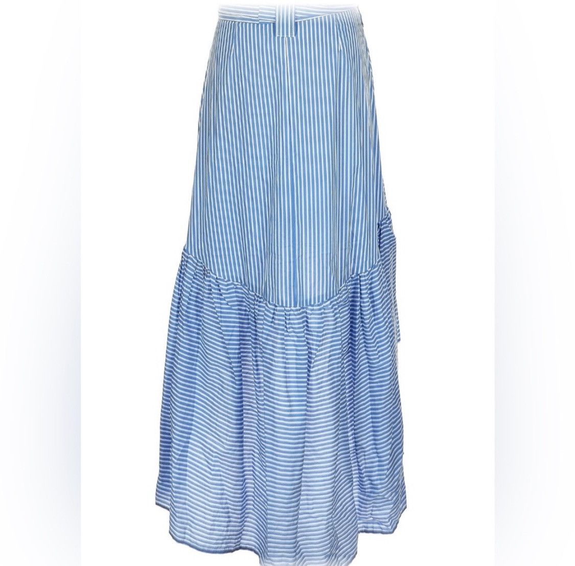 Other Italian Blue Asymmetrical Striped Skirt with Tie Front Size 30" / US 8 / IT 44 - 2 Thumbnail
