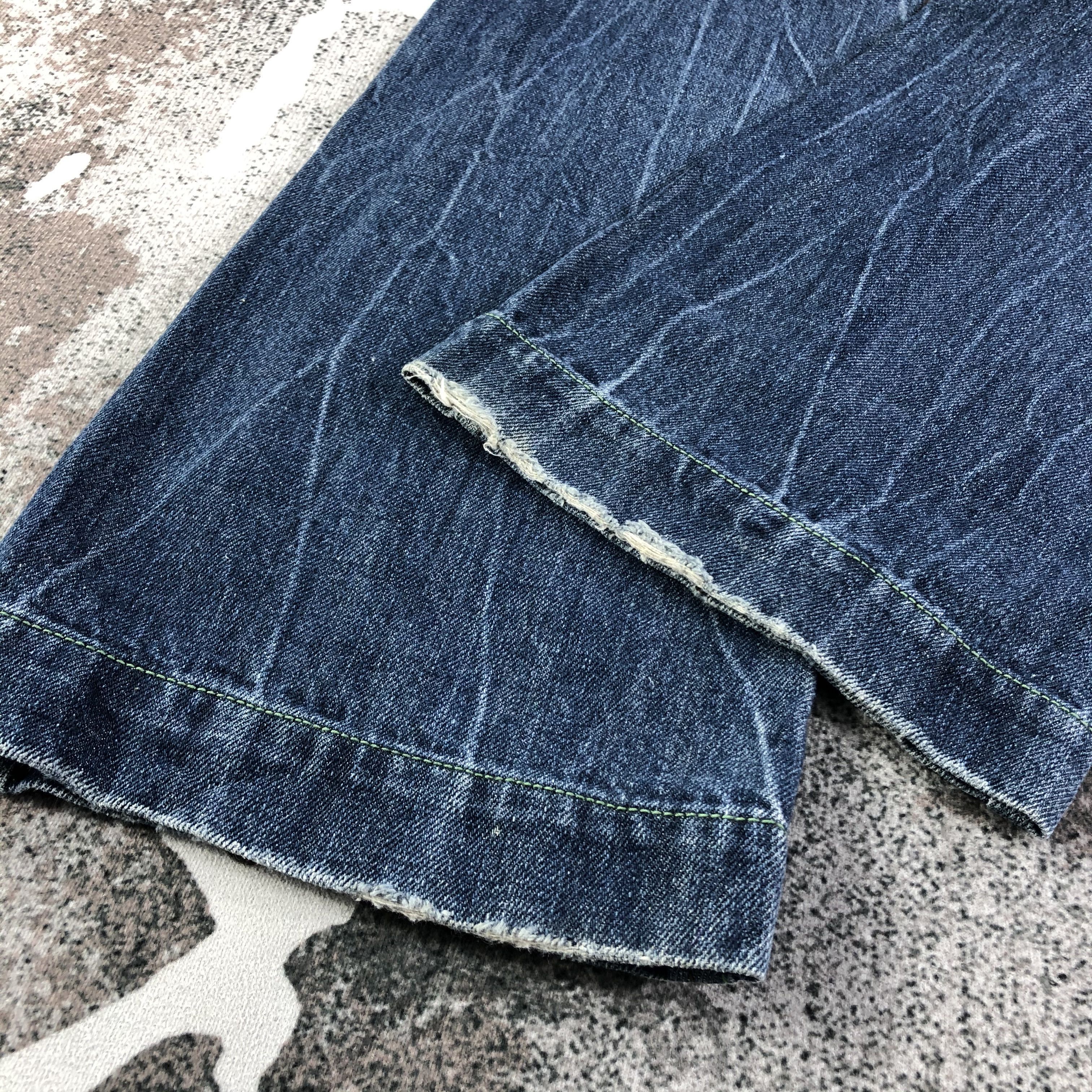 Japanese Brand Riche Glamour Jeans Faded Blue Flare Denim KJ1677 Size 29" - 6 Thumbnail