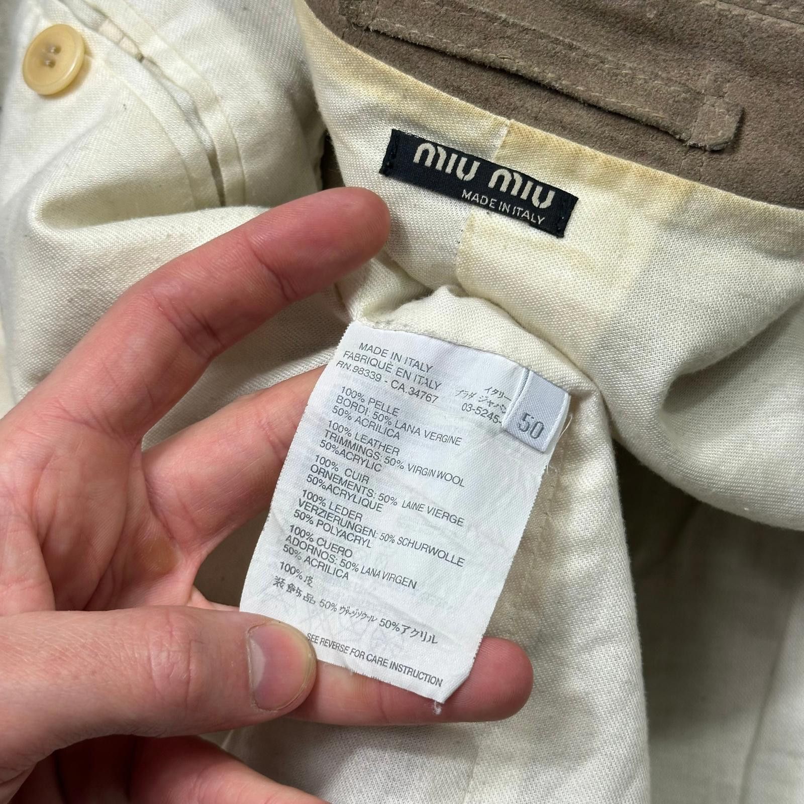 Miu Miu Miu Miu 00’s Suede Leather Cropped Work Jacket - IT50 (M/L) Size US M / EU 48-50 / 2 - 6 Thumbnail