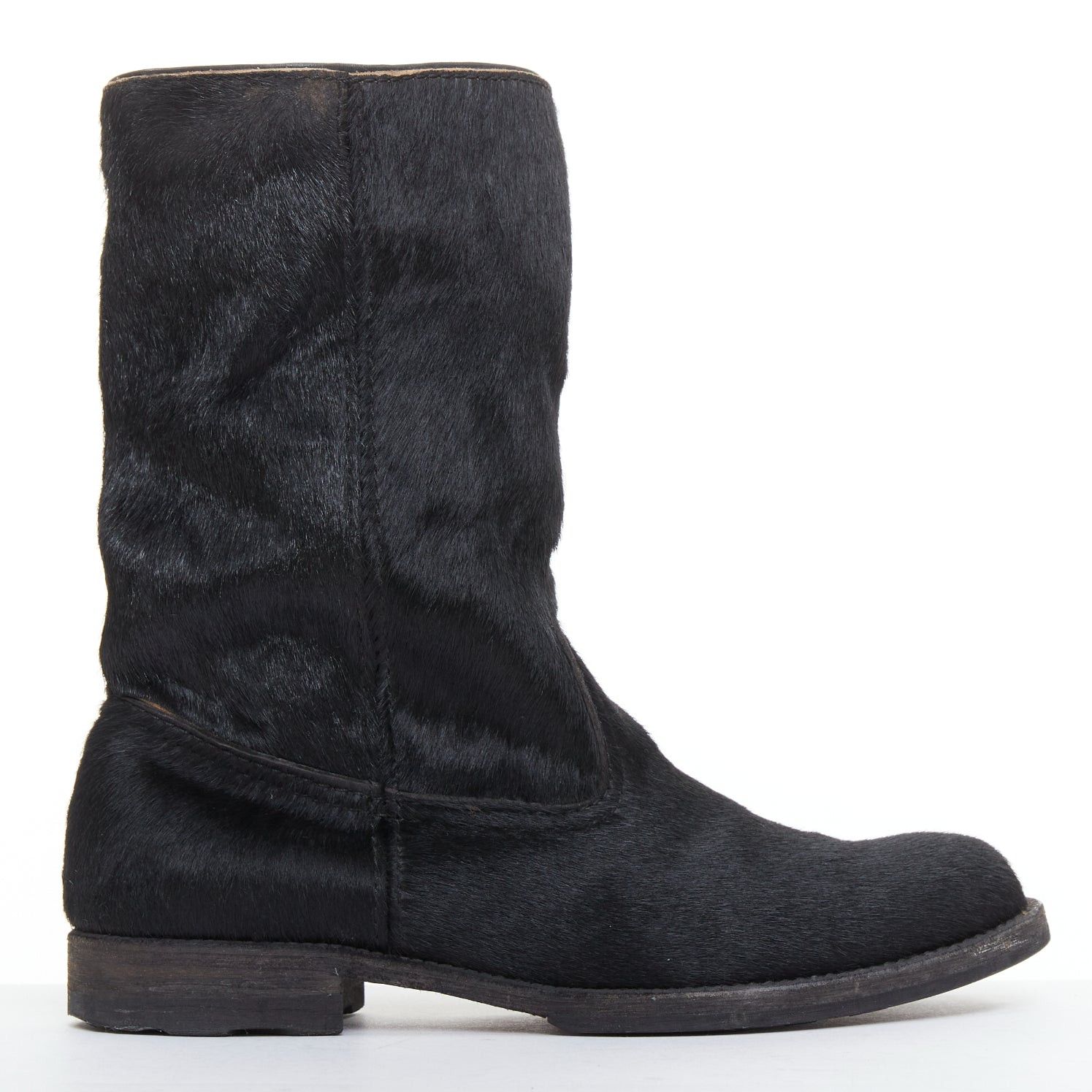 Junya Watanabe JUNYA WATANABE 2017 black calf hair panelled round toe combat boots S EU37 Size US 7 / IT 37 - 1 Thumbnail