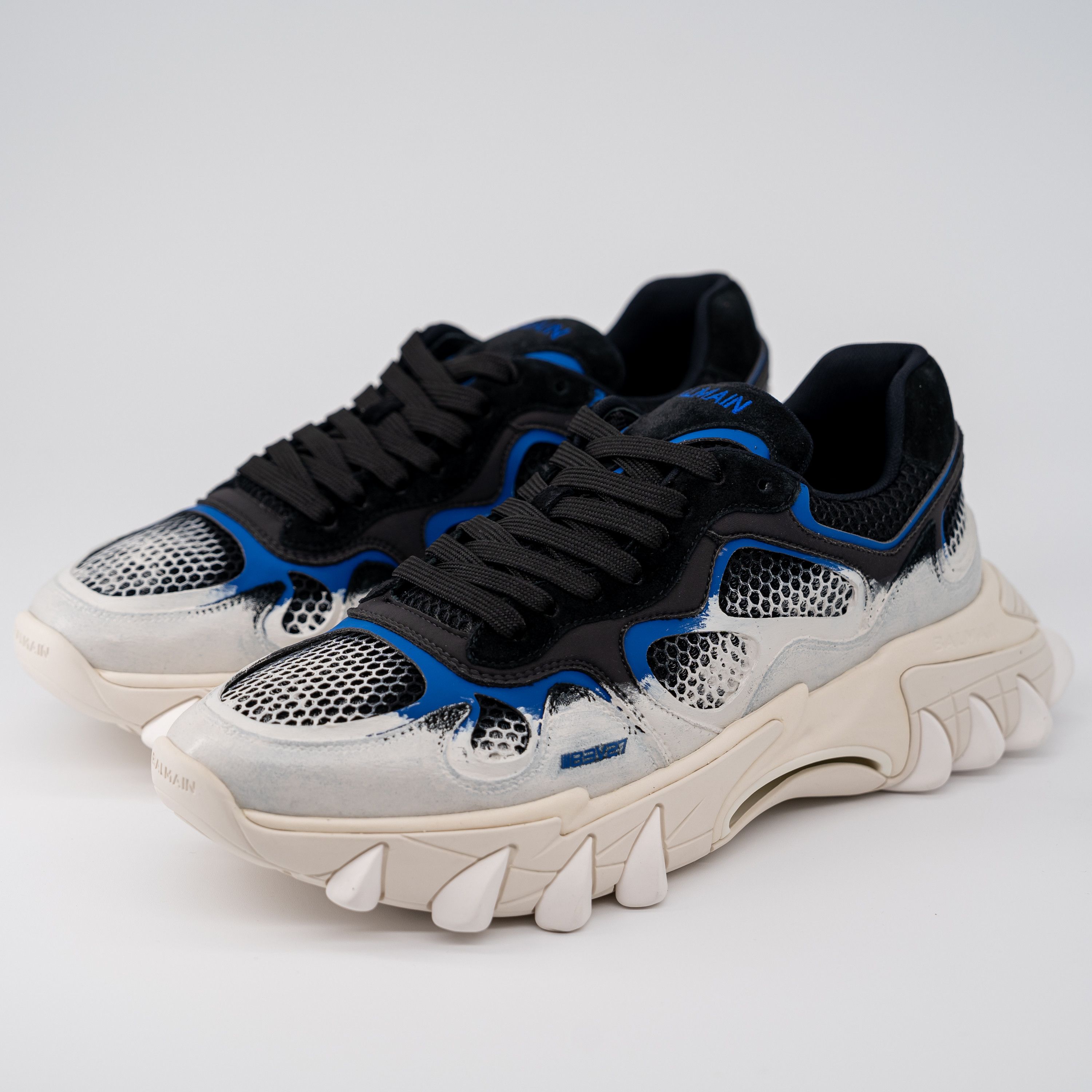 Balmain size 42/ US 9 - Balmain B-East Black Blue painted sneakers Size US 9 / EU 42 - 1 Thumbnail