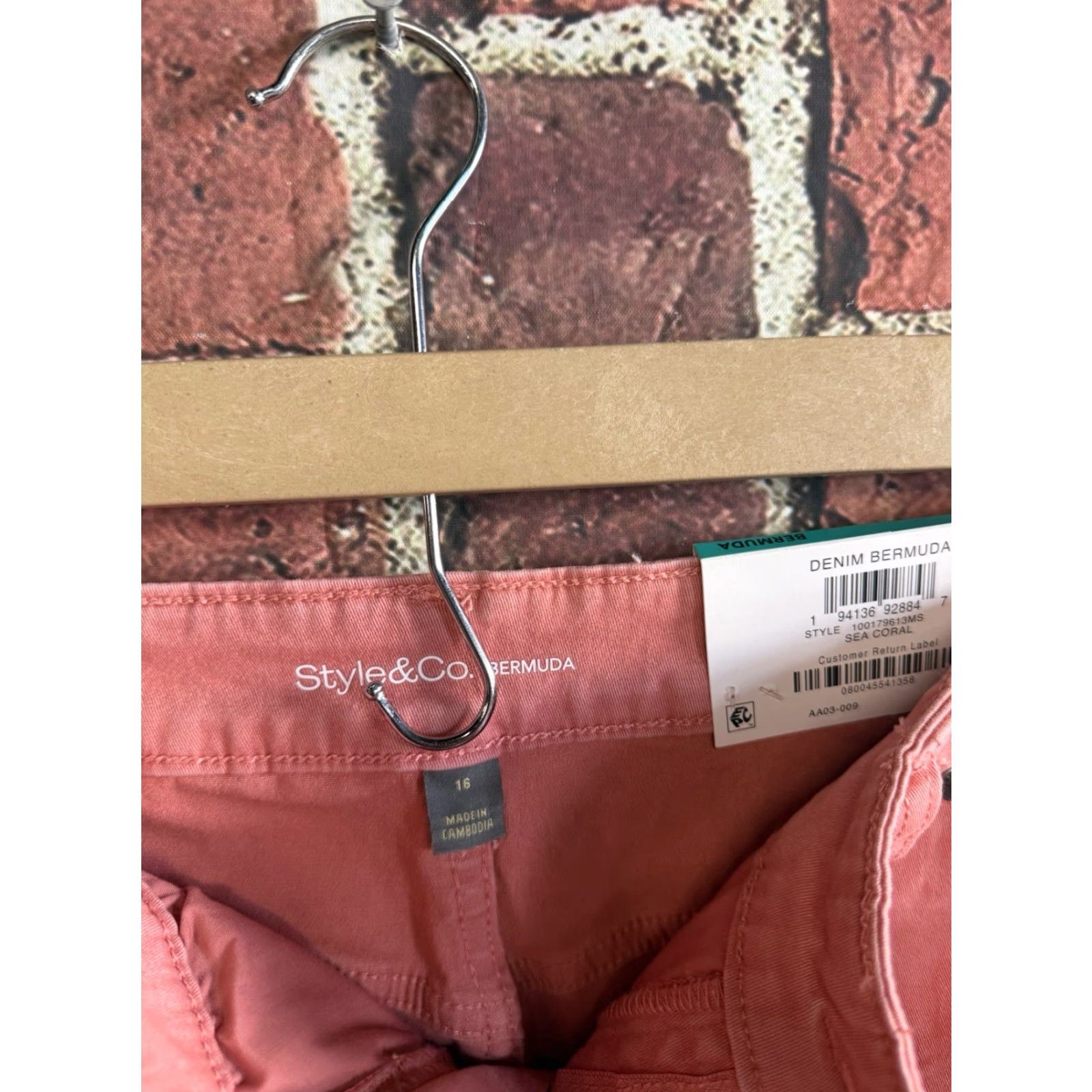 Vintage Style&co Womens Shorts Salmon Denim Cut Off Size 16 NWT Size 38" / US 16 / IT 52 - 3 Thumbnail