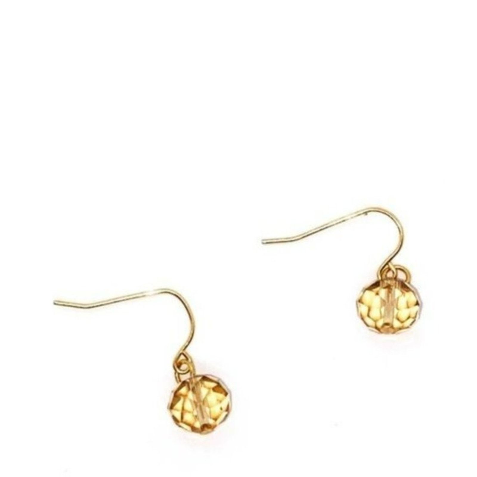 Handmade Gold-Tone Clear Amber Bead Dangle Earrings Size ONE SIZE - 4 Thumbnail