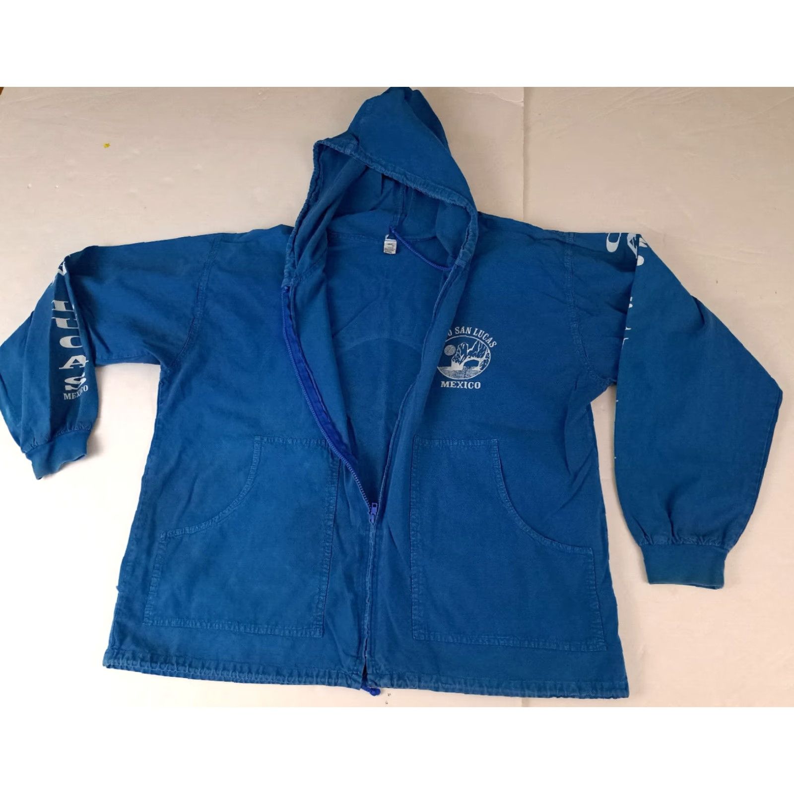 Nautica VINTAGE Unbranded Canvas Nautical Full Zip Hoodie sz 42 Blue Men Women Unisex Adults Beach 26in long 26in pit to pit Mexico Size US XL / EU 56 / 4 - 8 Thumbnail