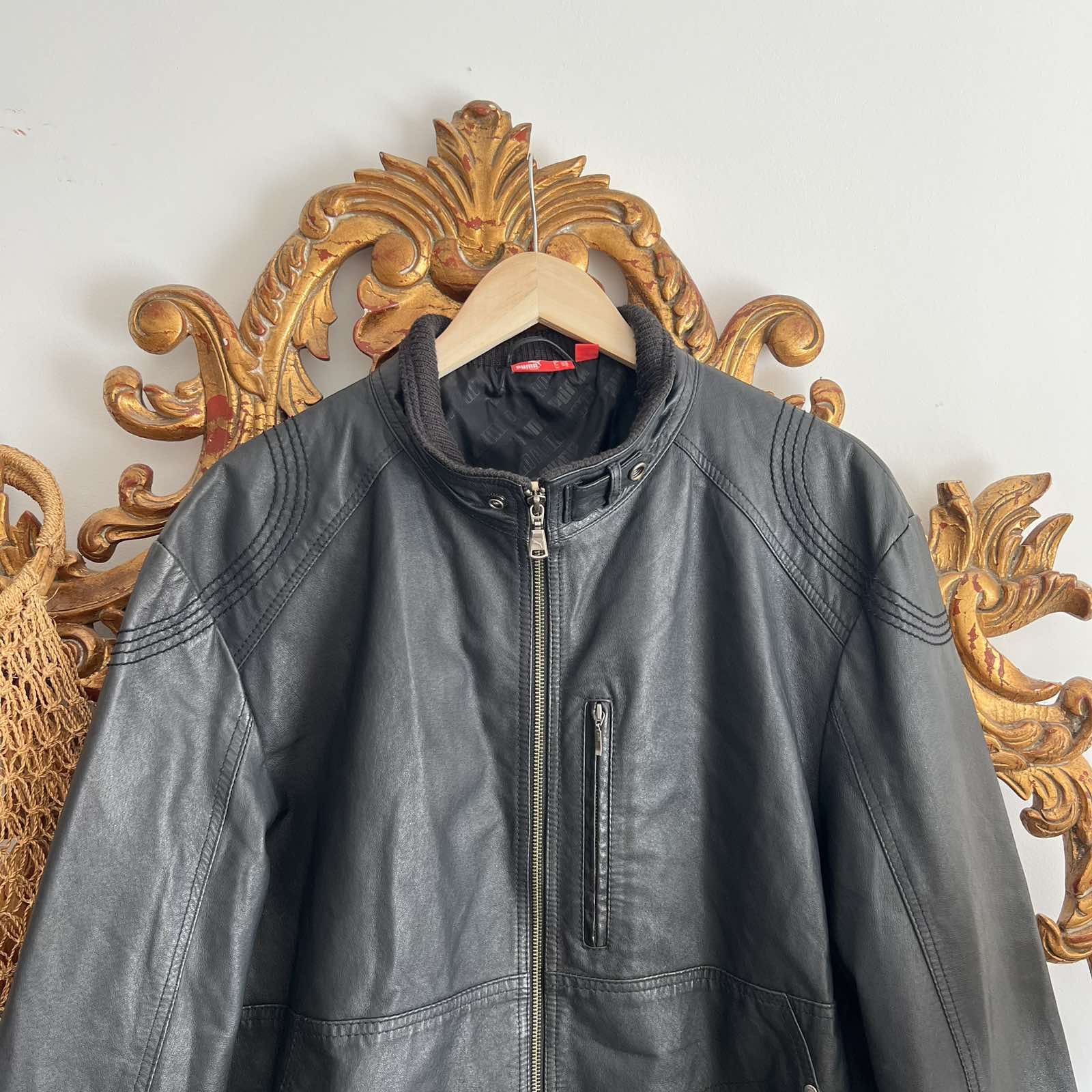Puma Vintage Rare Puma Leather Jacket Motostyle Size US XL / EU 56 / 4 - 3 Thumbnail