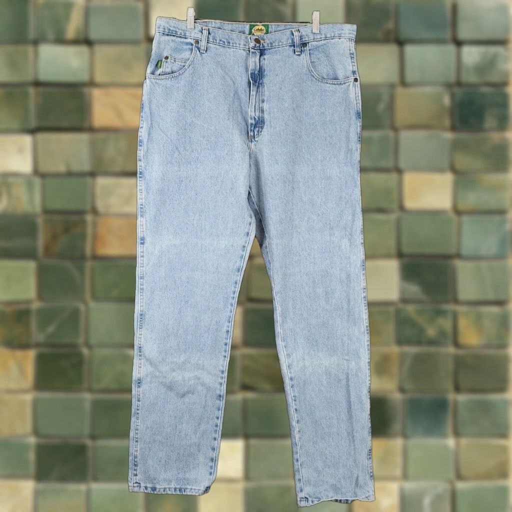 Vintage Cabela's Men's Jeans Blue Light Wash Straight Leg 38x35 Regular Inseam 35 Size US 38 / EU 54 - 1 Thumbnail