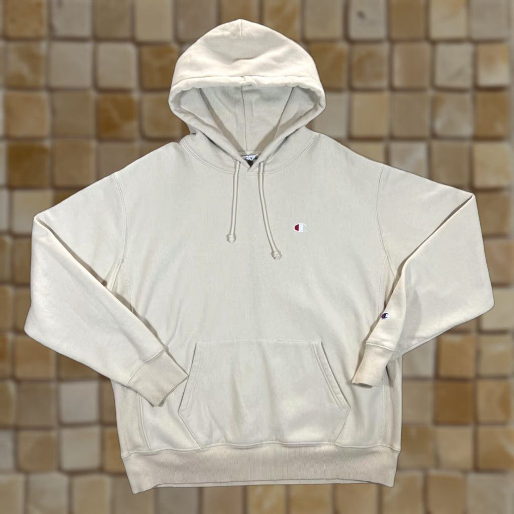 Champion CHAMPION Reverse Weave Classic Embroidered Mini Logo Cream Pullover Hoodie XL Mens Size US XL / EU 56 / 4 - 1 Thumbnail