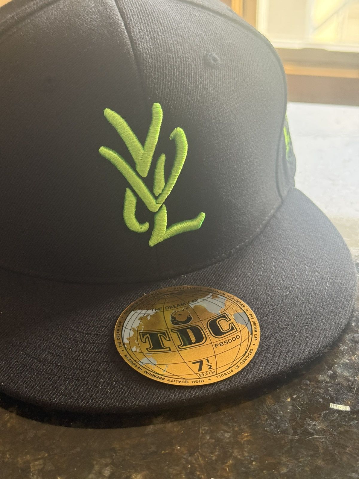 Playboi Carti YVL Fitted Hat Black/Neon Green Size ONE SIZE - 2 Thumbnail