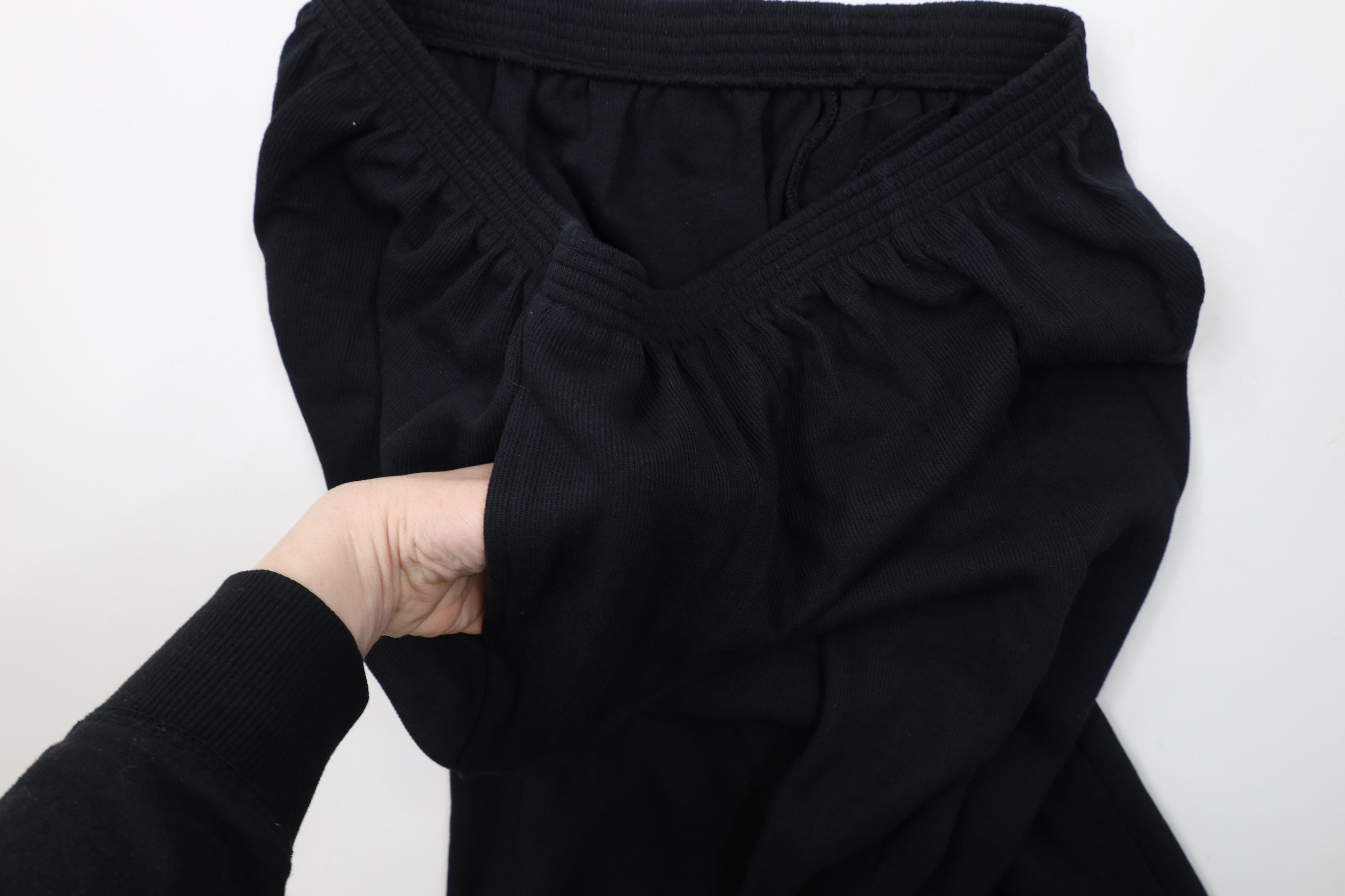 Vintage Vintage 90s Streetwear Ribbed Knit Sweatpants Black USA Size 29" - 6 Thumbnail