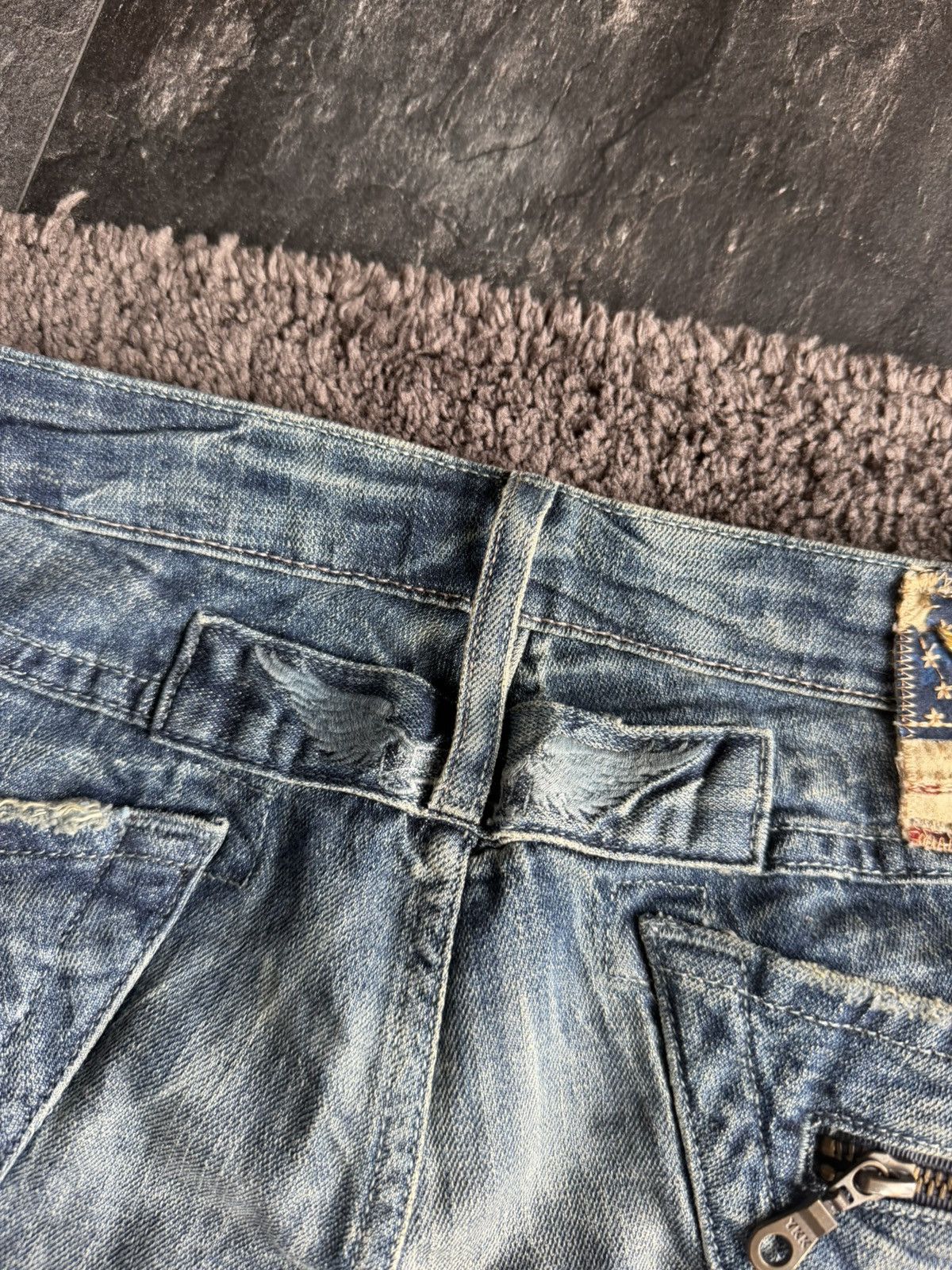 Robins Jeans Robin’s Jean Moto Denim Y2K Avant-garde Blue Jeans L Size US 31 - 10 Thumbnail