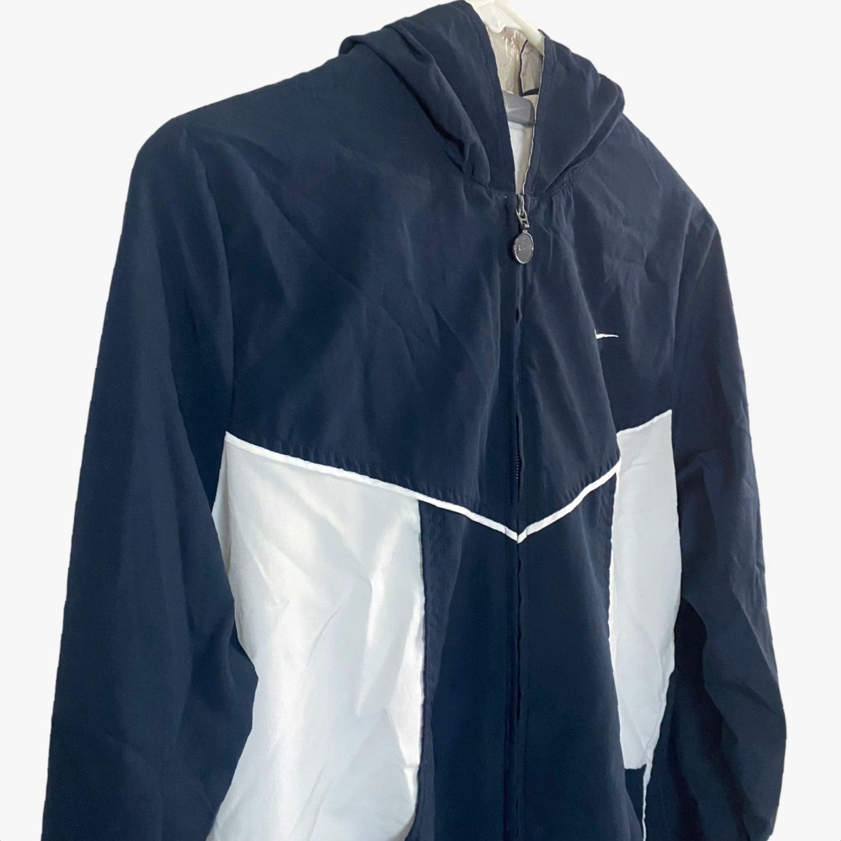 Nike VINTAGE Nike Sportswear Hooded Windbreaker Womens Medium Blue White Retro Full-Zip Size M / US 6-8 / IT 42-44 - 4 Thumbnail