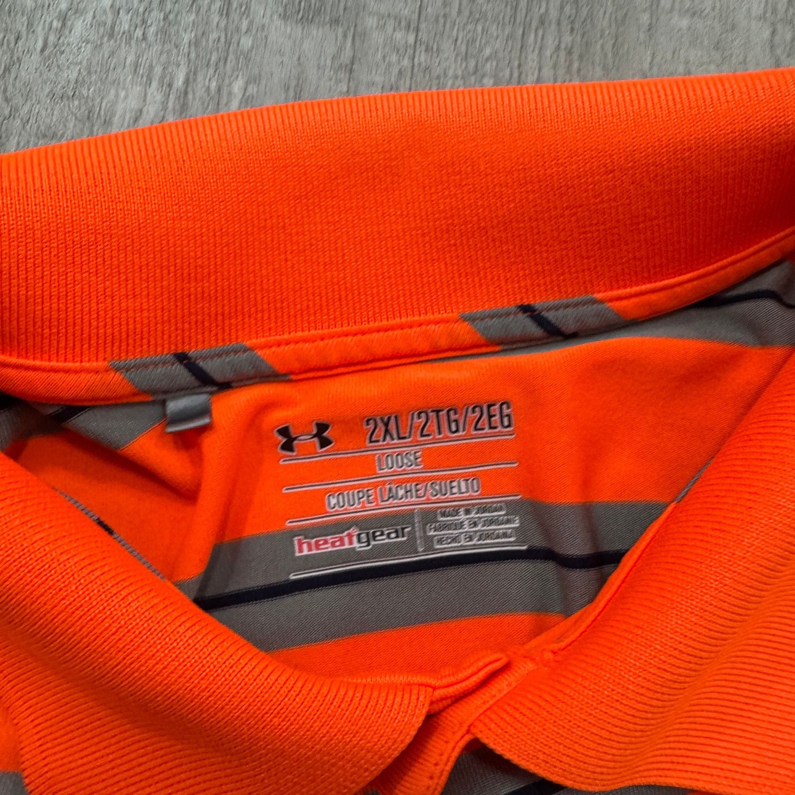 Under Armour Under Armour Polo Shirt Men's 2XL XXL Orange Striped Size US XXL / EU 58 / 5 - 4 Thumbnail