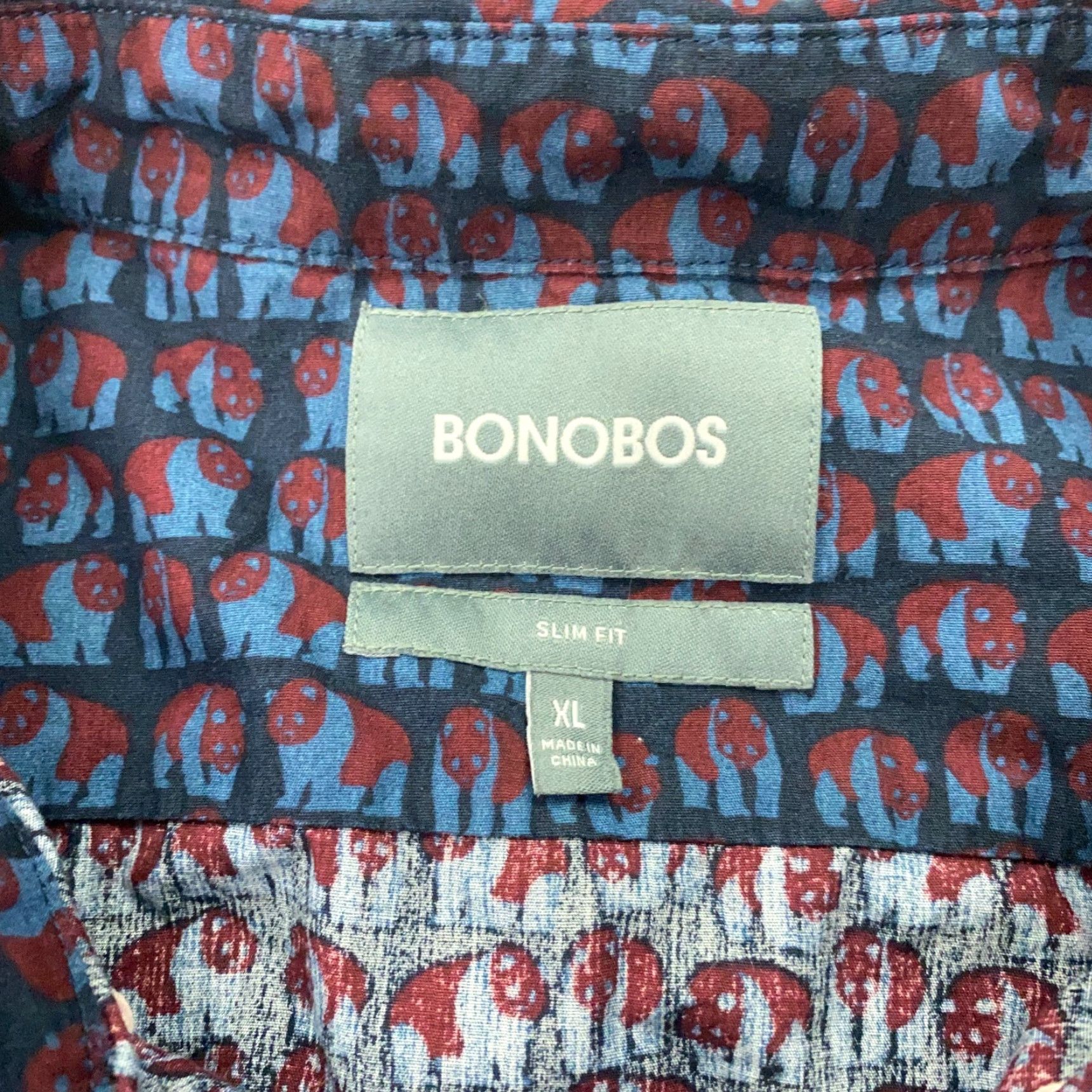 Bonobos Bonobos Shirt Adult XL Blue Panda Print Long Sleeve Button-Up Slim Fit Mens Size US XL / EU 56 / 4 - 5 Thumbnail