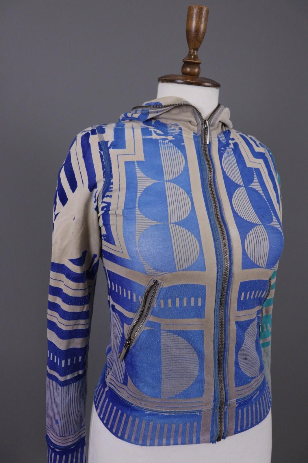 Custo Barcelona Custo Barcelona Blue Printed Hooded Jacket Sweater Size M / US 6-8 / IT 42-44 - 5 Thumbnail