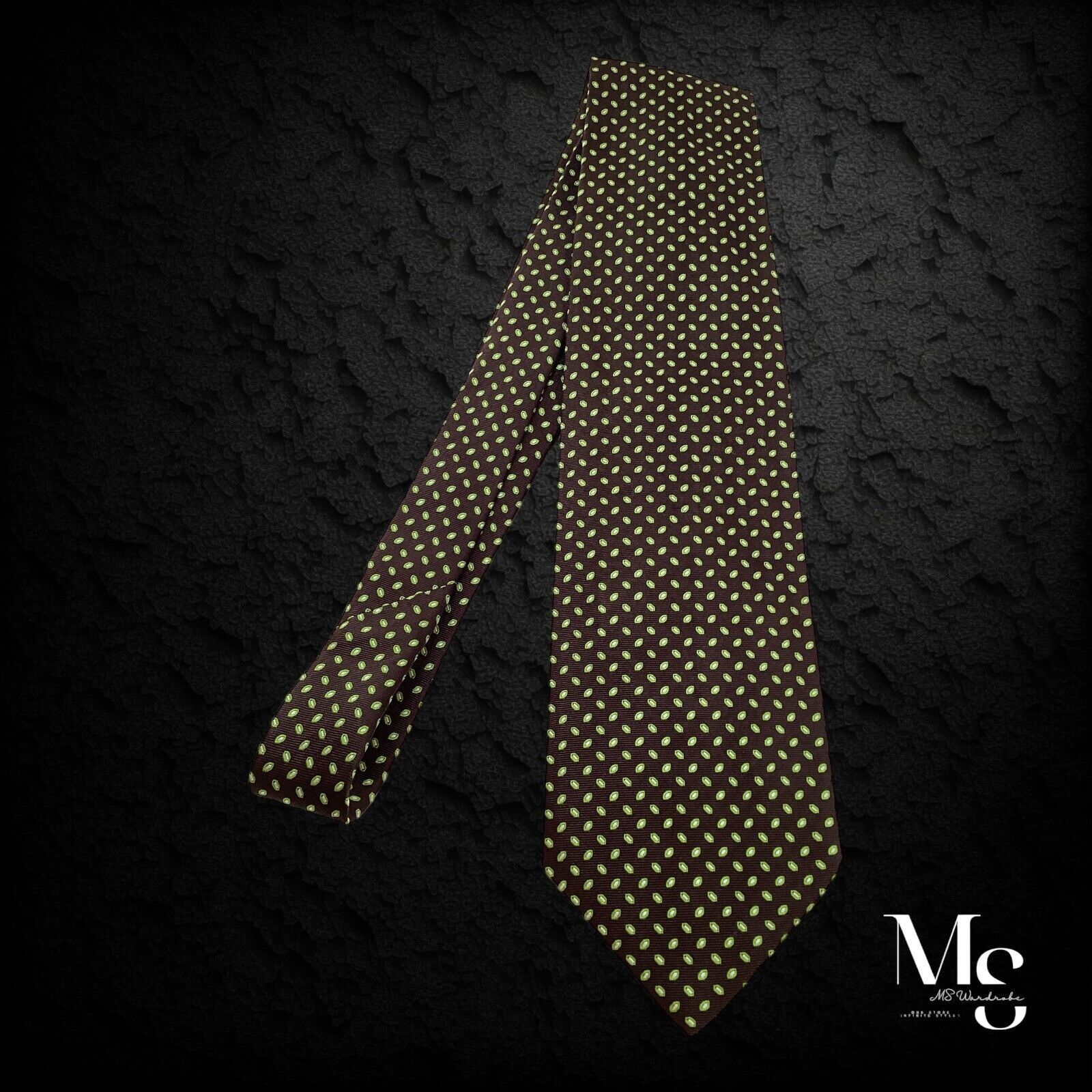 Domenico Vacca DOMENICO VACCA Nove Pieghe XL Green Brown Geometric Silk Tie Size ONE SIZE - 8 Thumbnail