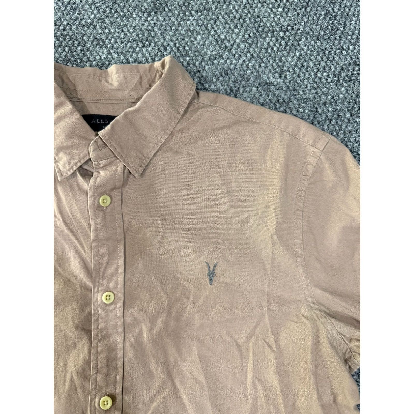 Allsaints AllSaints Button-Up Shirt Mens M Beige Long Sleeve Slim Fit Casual Size US M / EU 48-50 / 2 - 3 Thumbnail