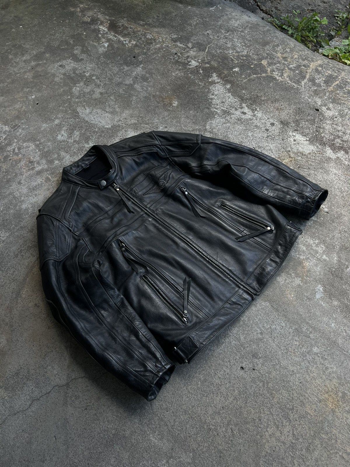 Harley Davidson × West Coast Choppers Crazy Vintage Harley Davidson Leather Jacket Big Logo Rare Size US L / EU 52-54 / 3 - 5 Thumbnail