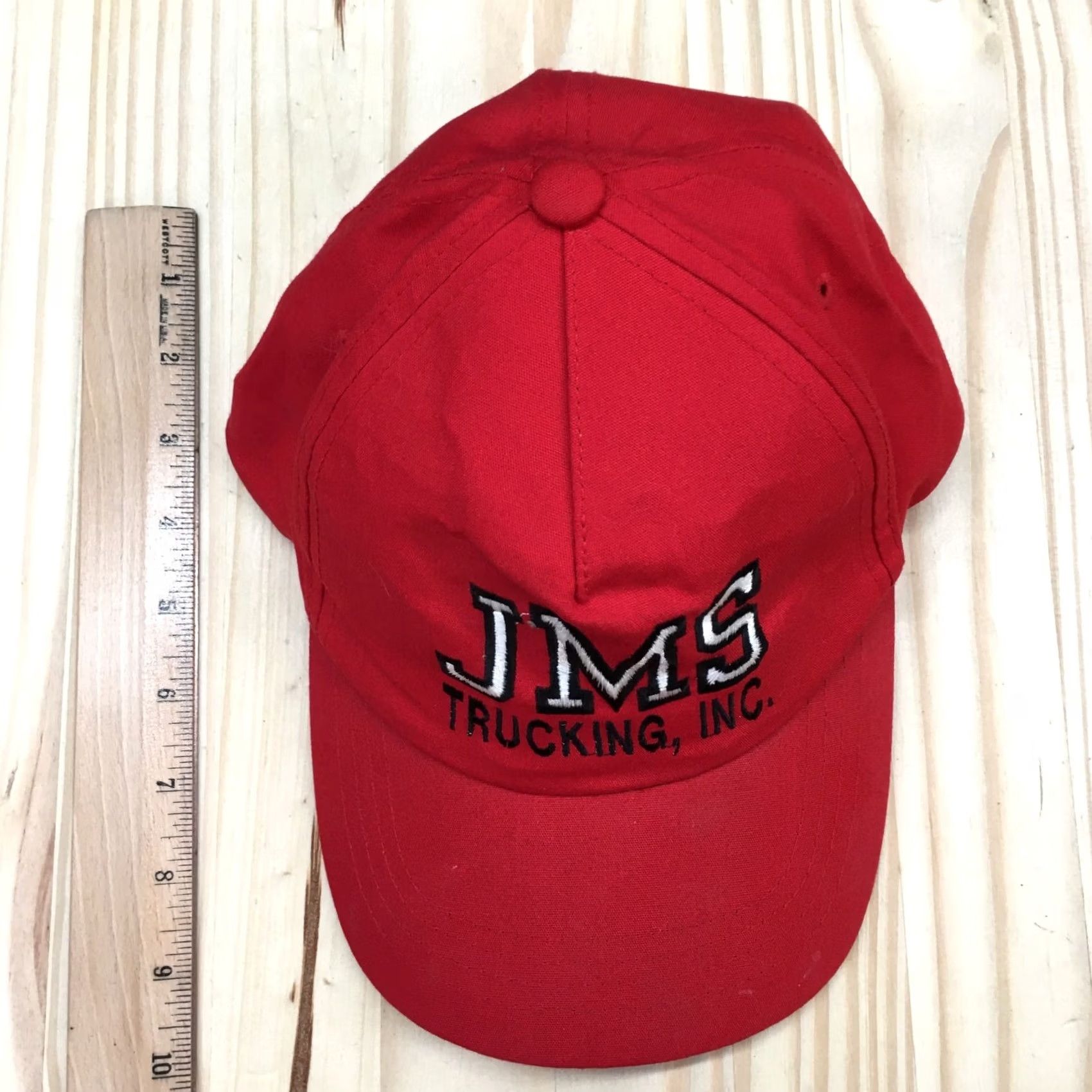 Vintage JMS Trucking INC Baseball Cap Hat Mens One Size Fits All Red Adjustable Yupoong Size ONE SIZE - 3 Thumbnail