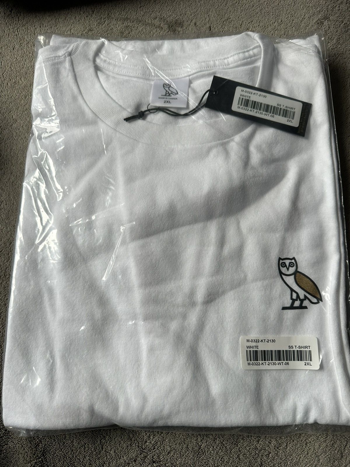 image of Drake x Octobers Very Own Ovo T-Shirt White Owl Logo Tee , Men's (Size 2XL)