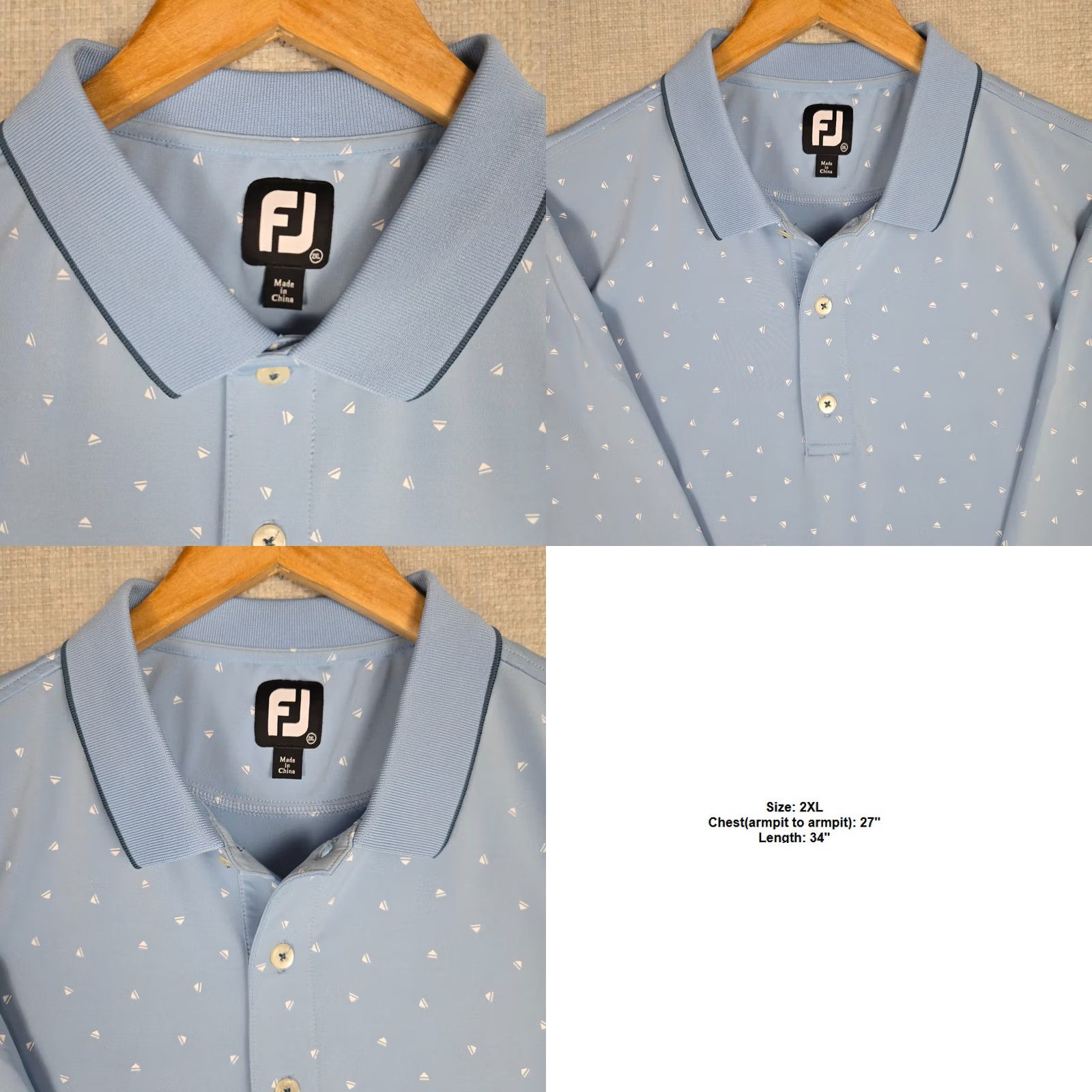 Footjoy FOOTJOY Golf Polo Shirt Mens Size 2XL Blue Eject Button Print Performance FJ Size US XXL / EU 58 / 5 - 8 Thumbnail