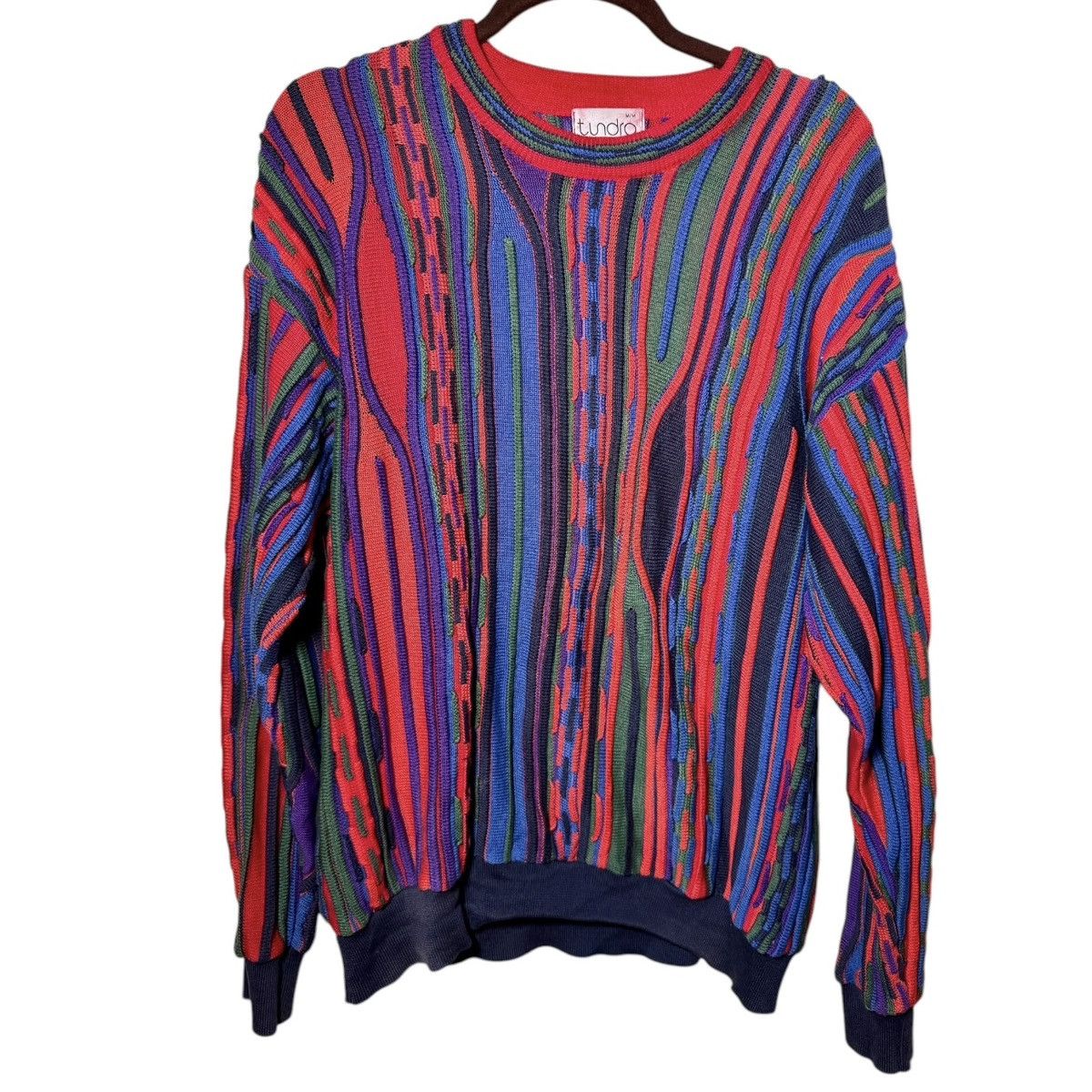 Vintage 90s Tundra Canada Sweater Biggie Coogi 3D Knit M