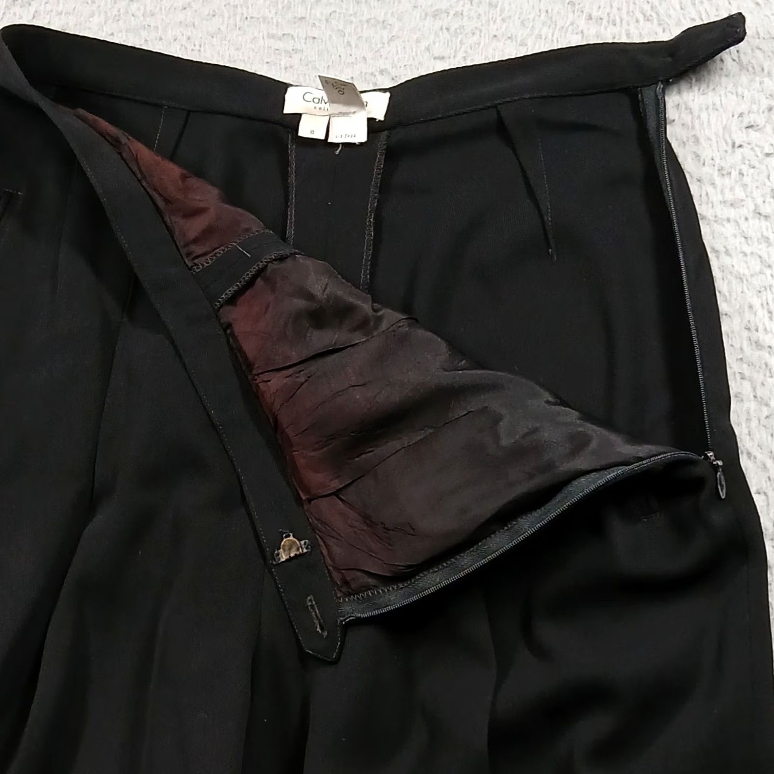 Vintage VINTAGE Calvin Klein Collection Wool Blend Wide Leg Trousers Women's Size 8 Black Pants Dress Pants Wide-Leg Size 30" / US 8 / IT 44 - 7 Thumbnail