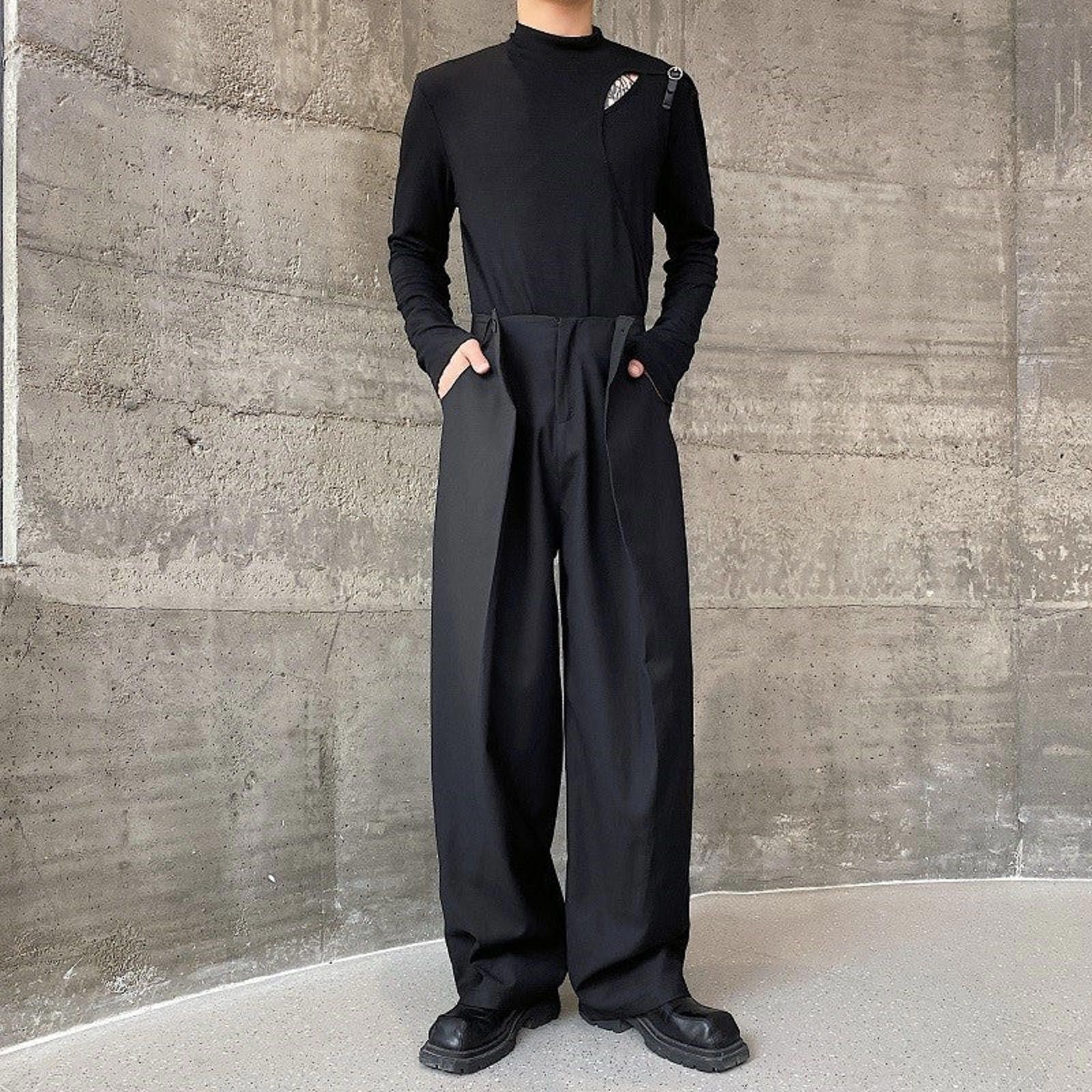 Japanese Brand Black Wide Leg Casual Pants, Relaxed Fit Trousers Size US 32 / EU 48 - 1 Thumbnail
