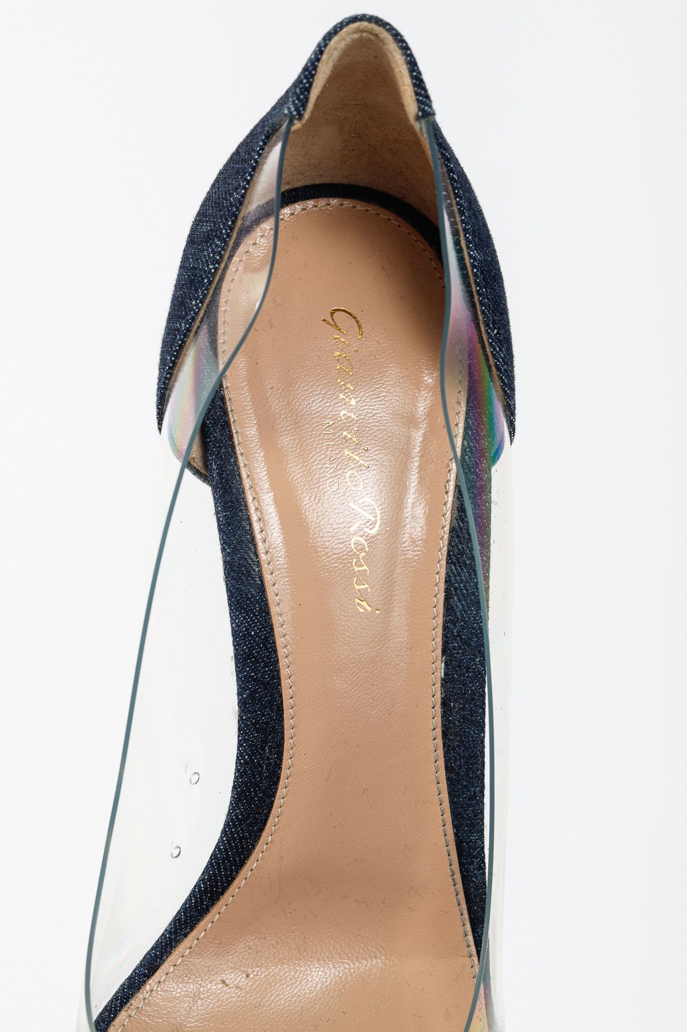 Gianvito Rossi Gianvito Rossi Plexi 70 Denim & Patent Leopard Heels Size US 8.5 / IT 38.5 - 9 Thumbnail