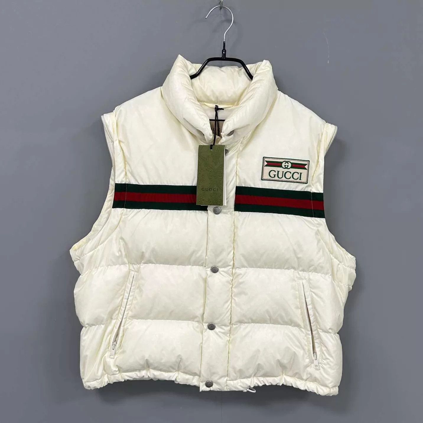 Gucci GUCCI Women's Ivory Classic Webbing Puffer Jacket Size XS / US 0-2 / IT 36-38 - 4 Thumbnail