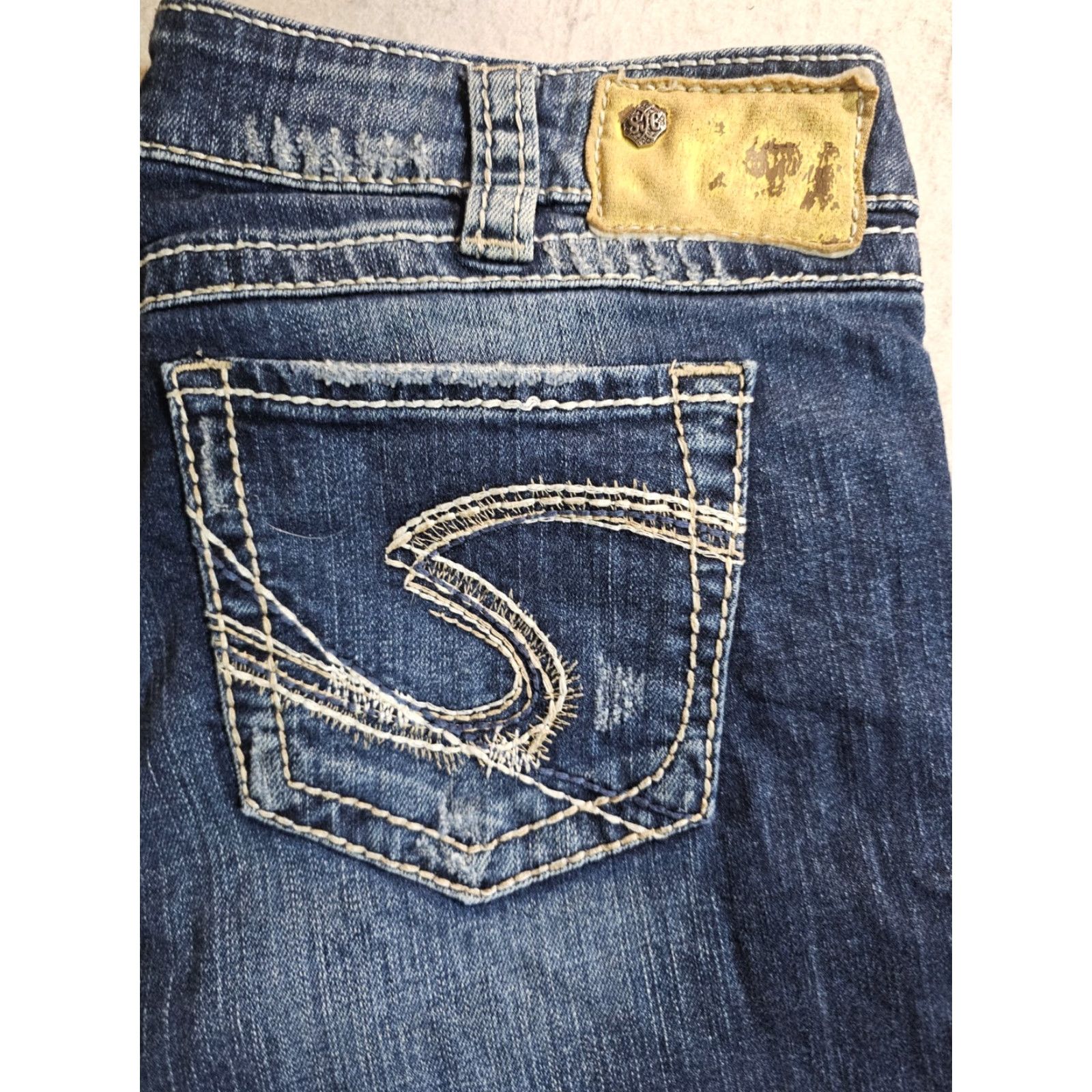 Silver Jeans Co. Silver Jeans Twisted Bootcut Mid Rise Blue Denim Stretch Women's Size 31x33 Medium Wash Jeans Size 24" / US 00 / IT 34 - 2 Thumbnail