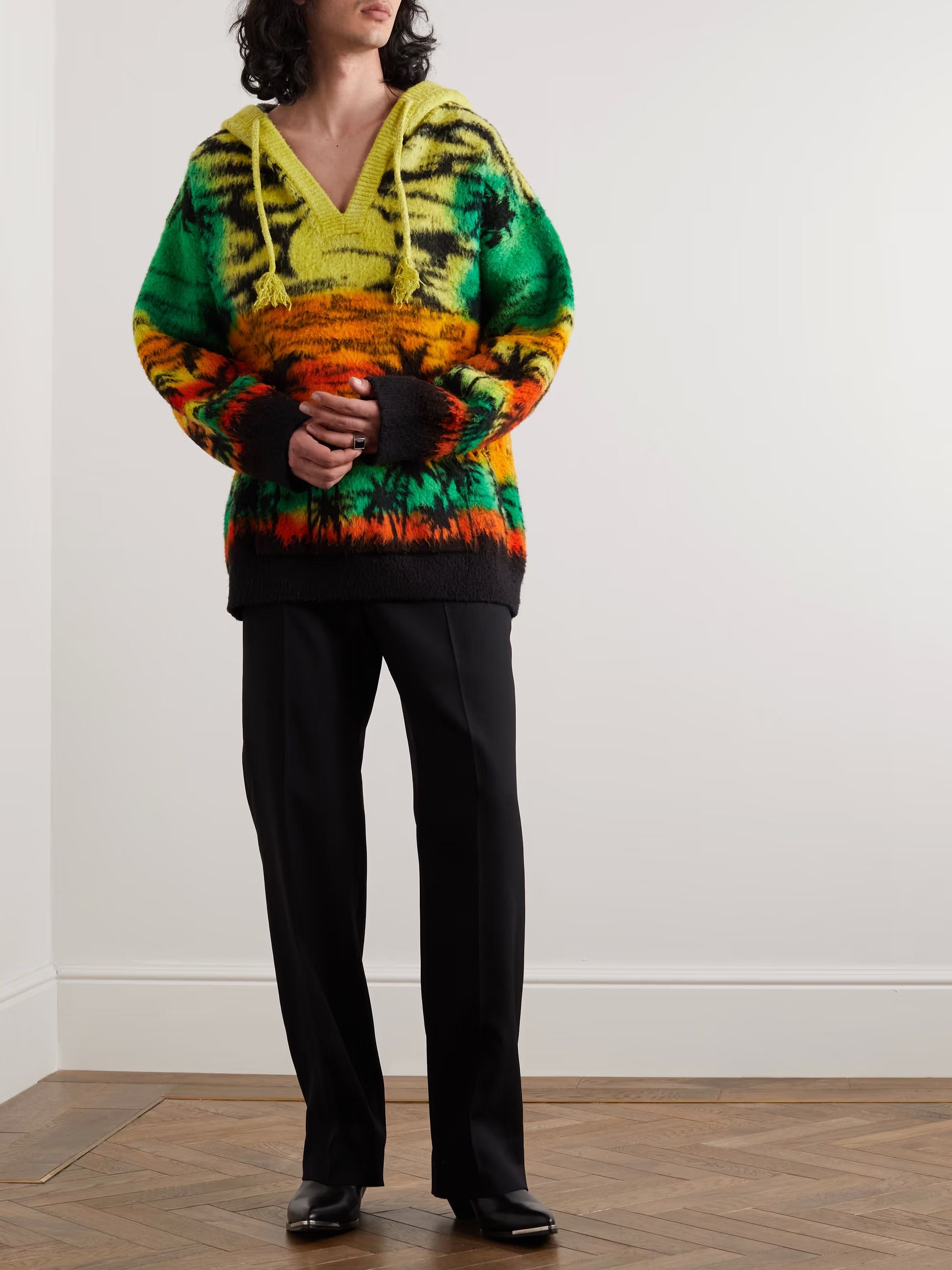 Celine o1bcso1str0125 Jacquard-Knit Cotton-Blend Hoodie Size US L / EU 52-54 / 3 - 2 Thumbnail