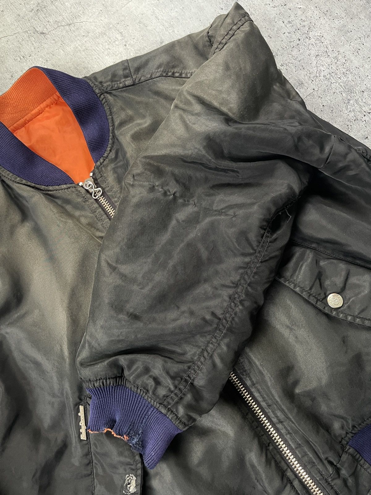 Mens Vintage Harley Davidson Bomber Jacket Big Logo Size L