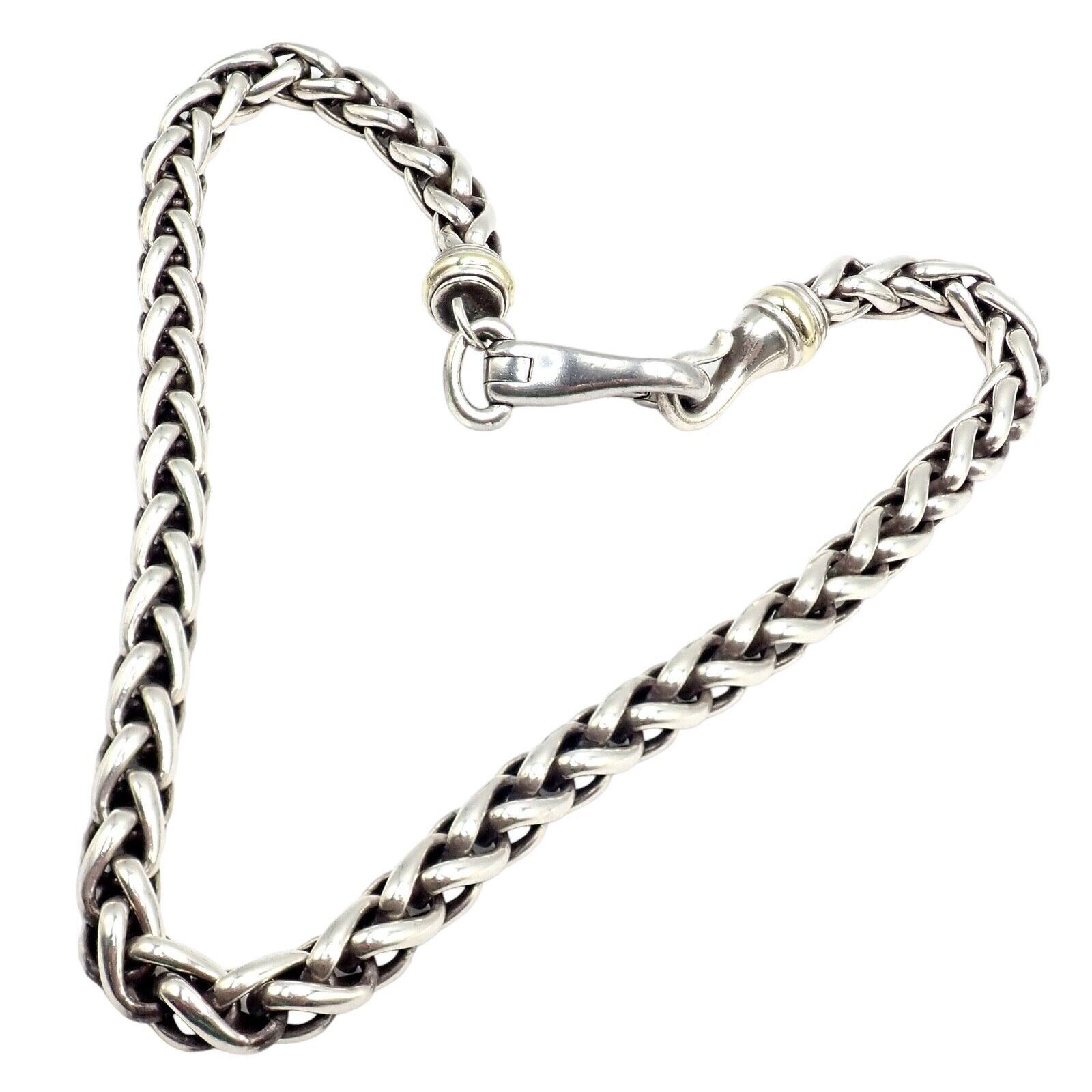 Silver 14k Yellow Gold Wheat 8.5mm Chain Necklace 16