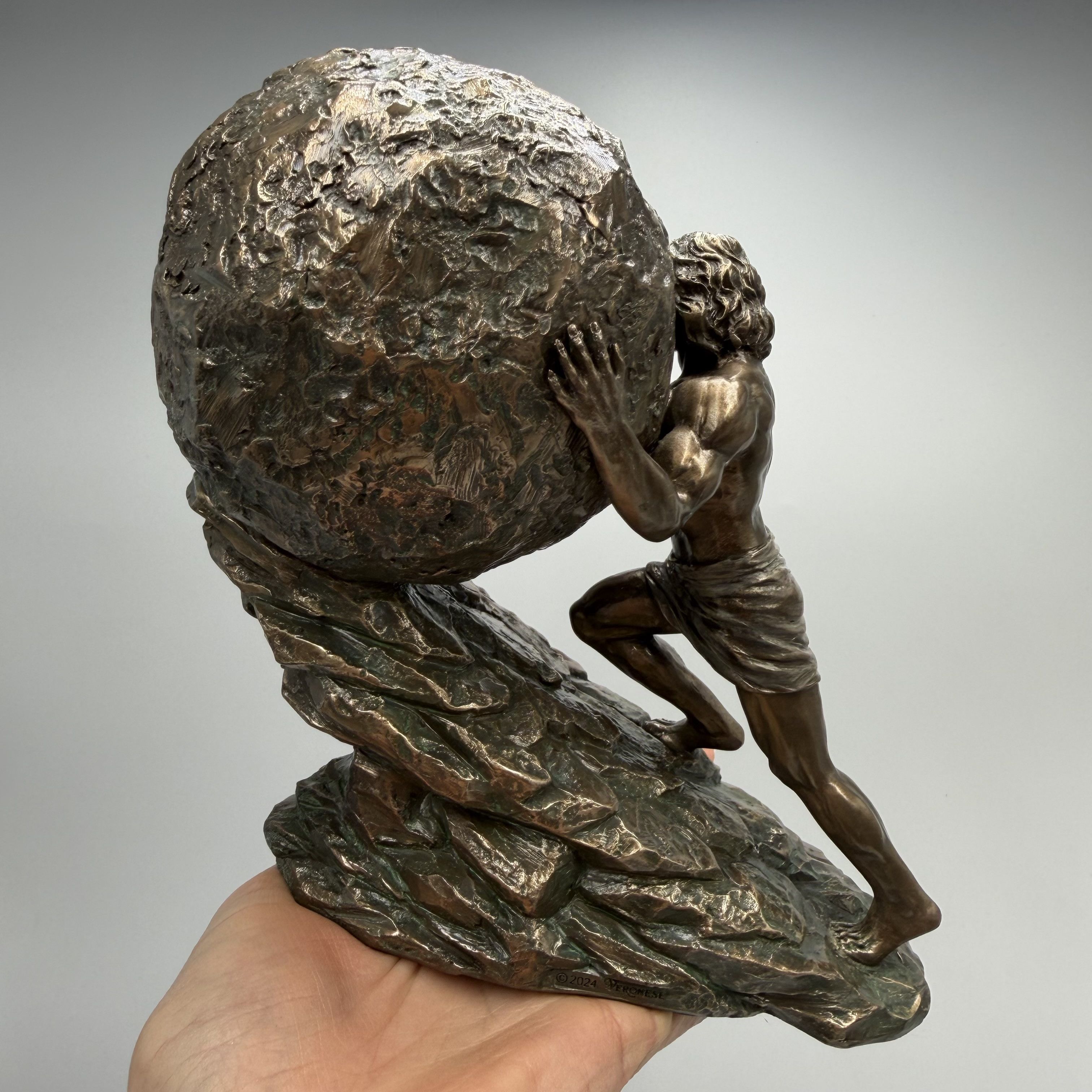 Vintage Sisyphus Bronze Finish Figurine Polystone Greek Mythology Size ONE SIZE - 7 Thumbnail