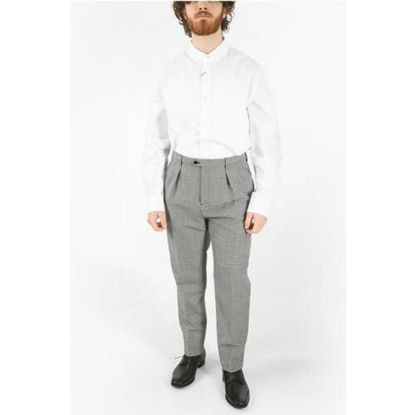Saint Laurent Paris o1s1wg110824 High-Rise Pants Gingham Mohair in White/Black Size US 38 / EU 54 - 4 Thumbnail
