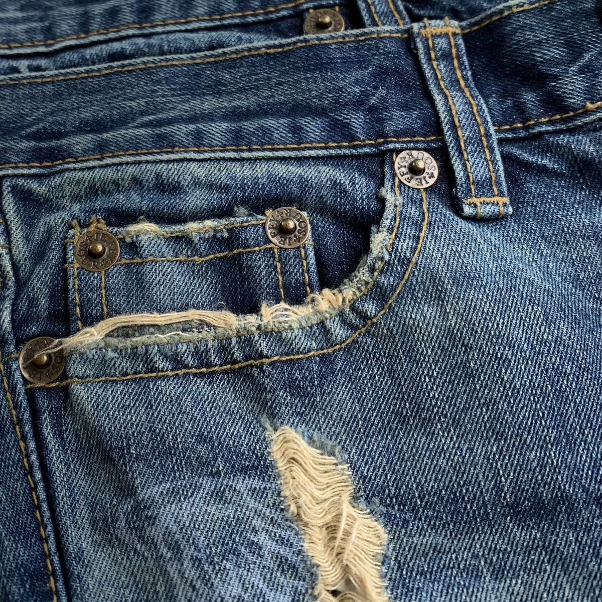 Japanese Brand × Vintage 2000s Spiral Girl Mud Wash Double Waist Flared Jeans Size 28" / US 6 / IT 42 - 8 Thumbnail