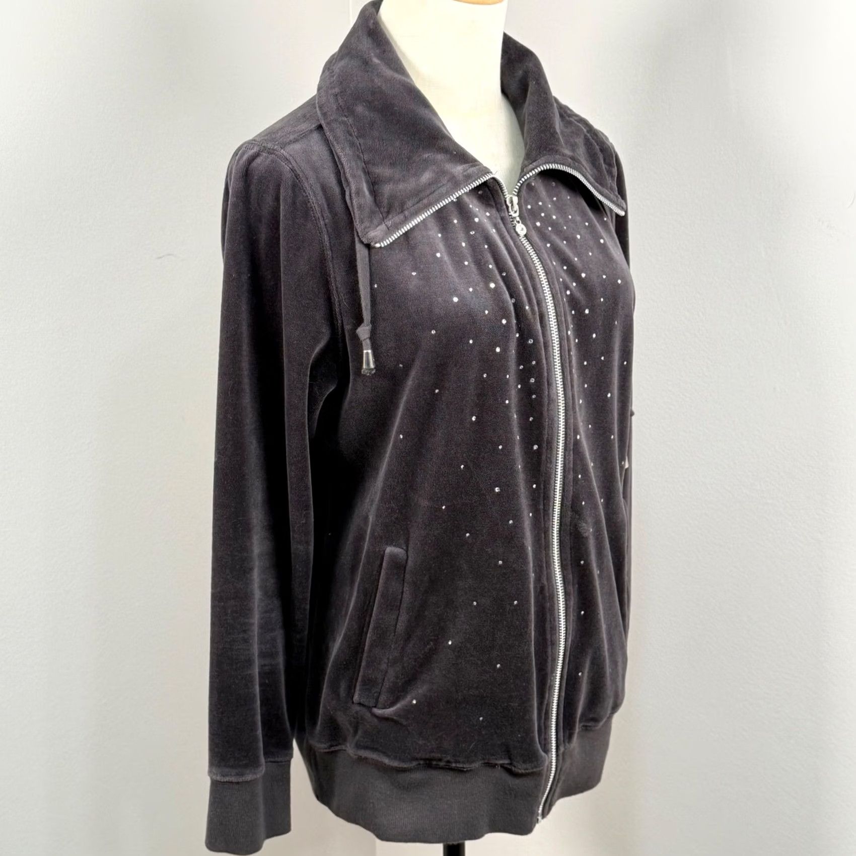 Vintage Christopher Banks M Velour McBling Sporty Chic Zip Hoodie Rhinestone Y2K Jacket Size M / US 6-8 / IT 42-44 - 4 Thumbnail