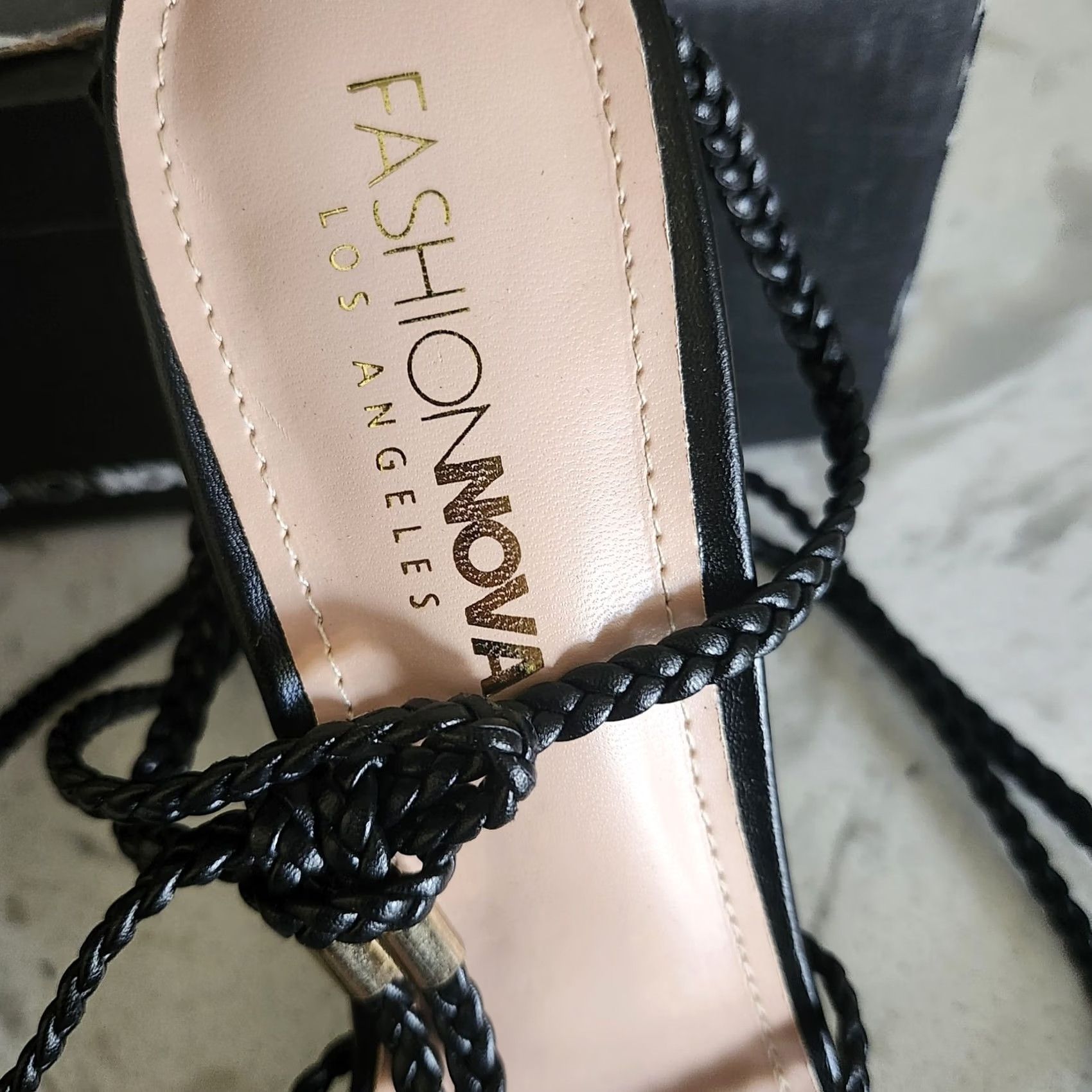 Fashion Nova Fashion Nova She's Ready Heels Women's Black Wrap Up Strappy Heel Size 9 Going Out Womens Size US 9 / IT 39 - 3 Thumbnail