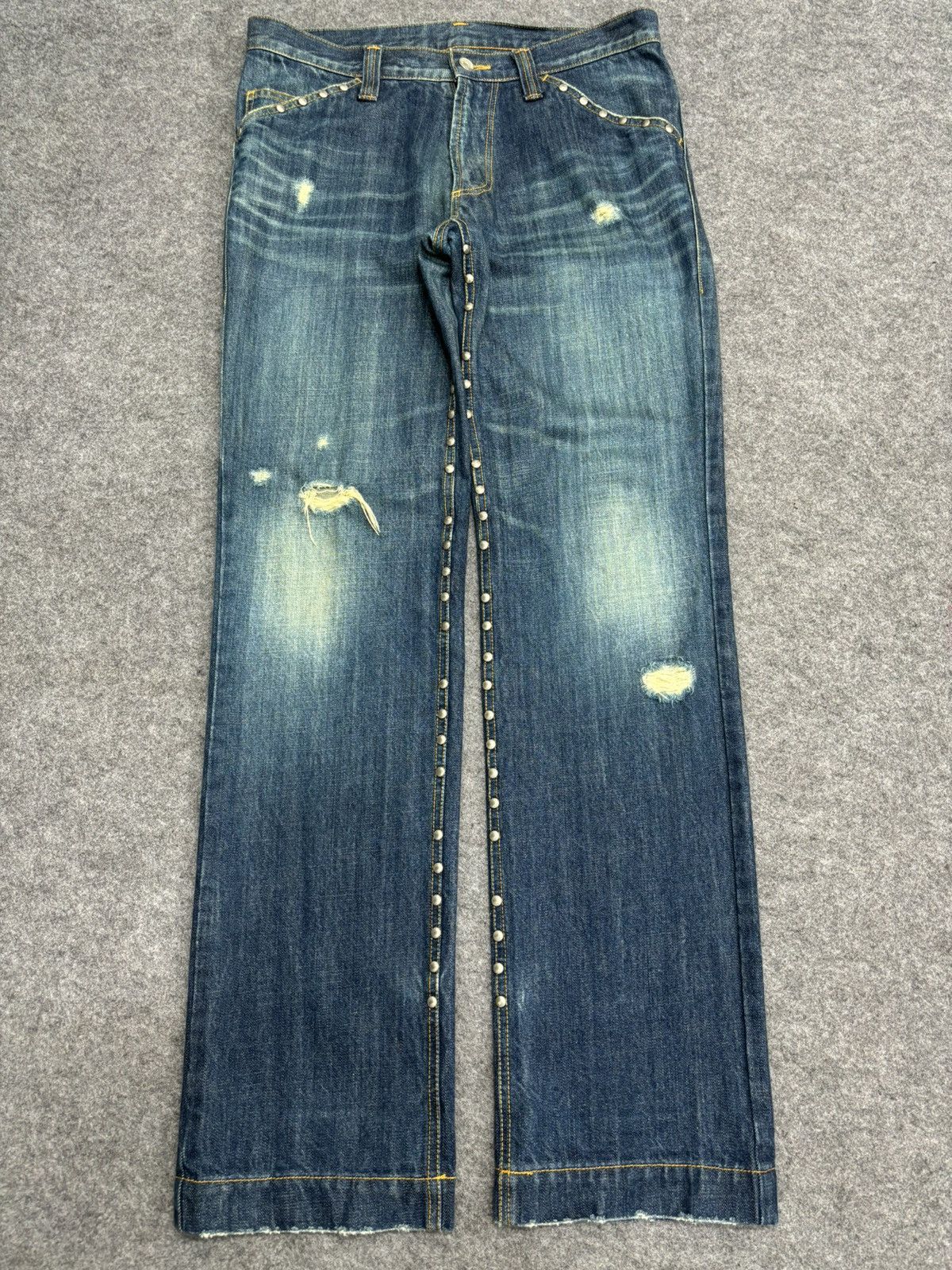Japanese Brand 💥Designer💥Vintage Rodano Studded Distressed Denim F549 Size US 34 / EU 50 - 20 Thumbnail