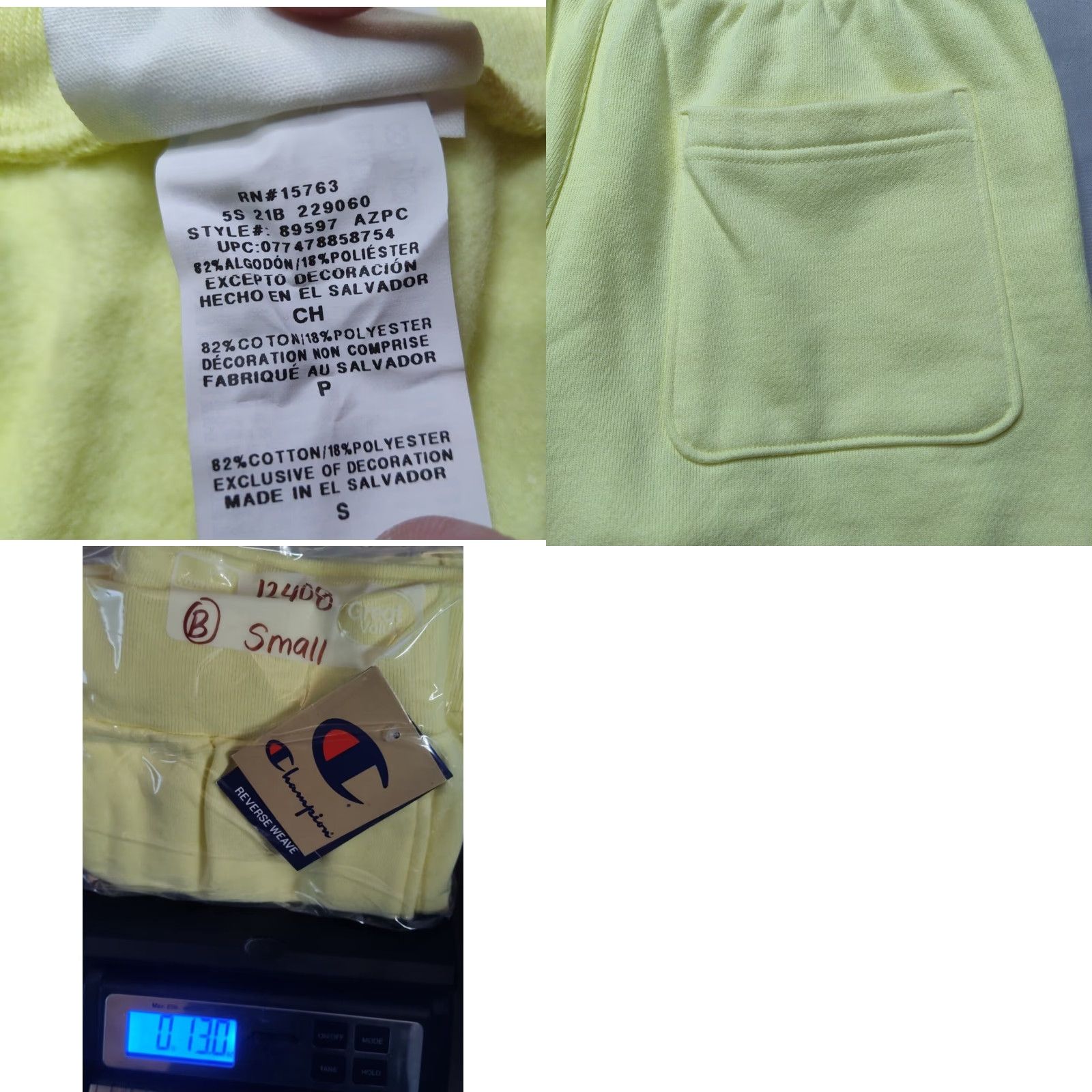 Champion CHAMPION Sweat Shorts Men S Lemon Glacier 11" Inseam Reverse Weave Drawstring Pockets NEW Size US 29 - 9 Thumbnail