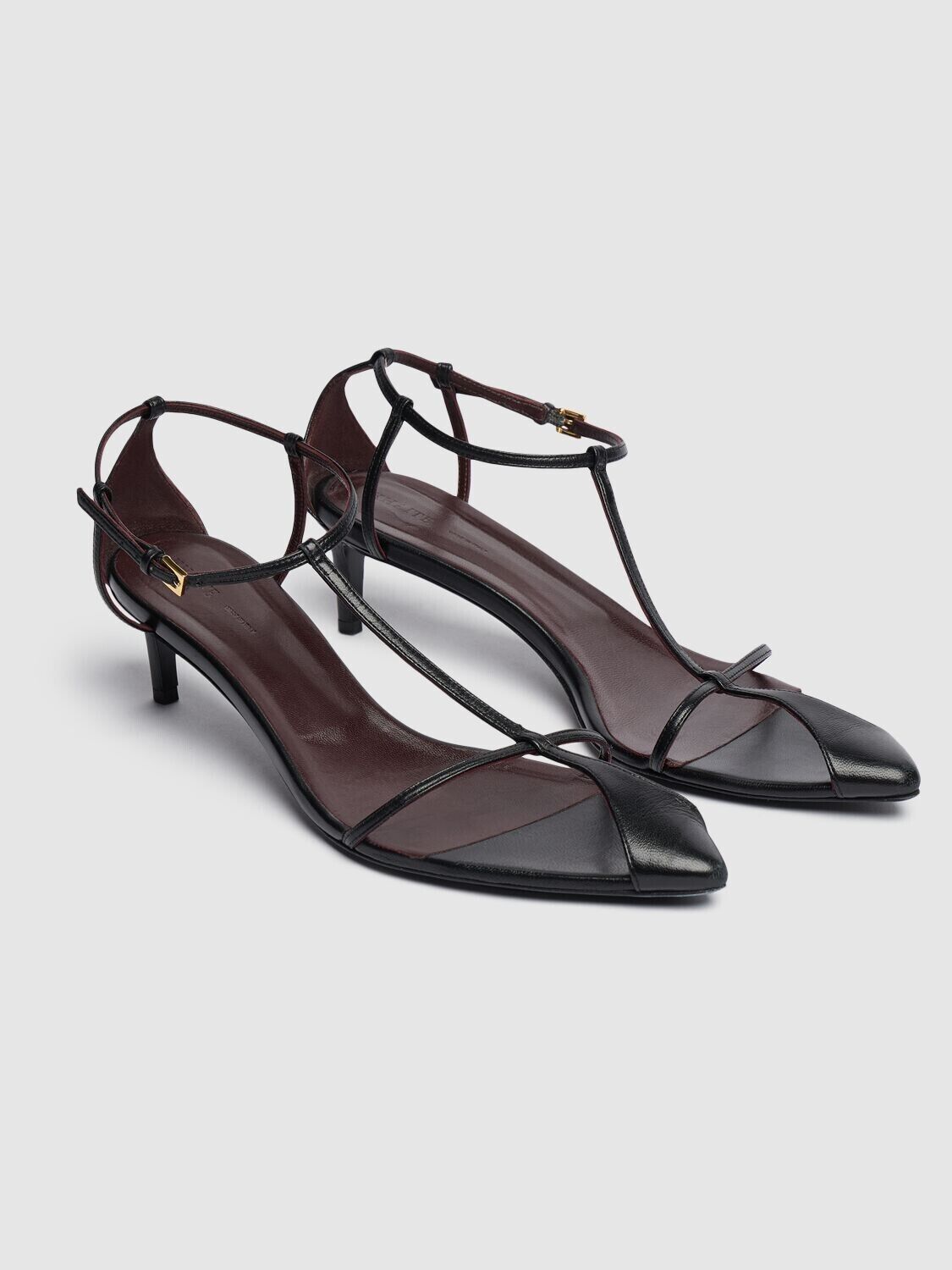 KHAITE KHAITE Bella Black Leather 45mm Sandals Size US 8 / IT 38 - 2 Thumbnail
